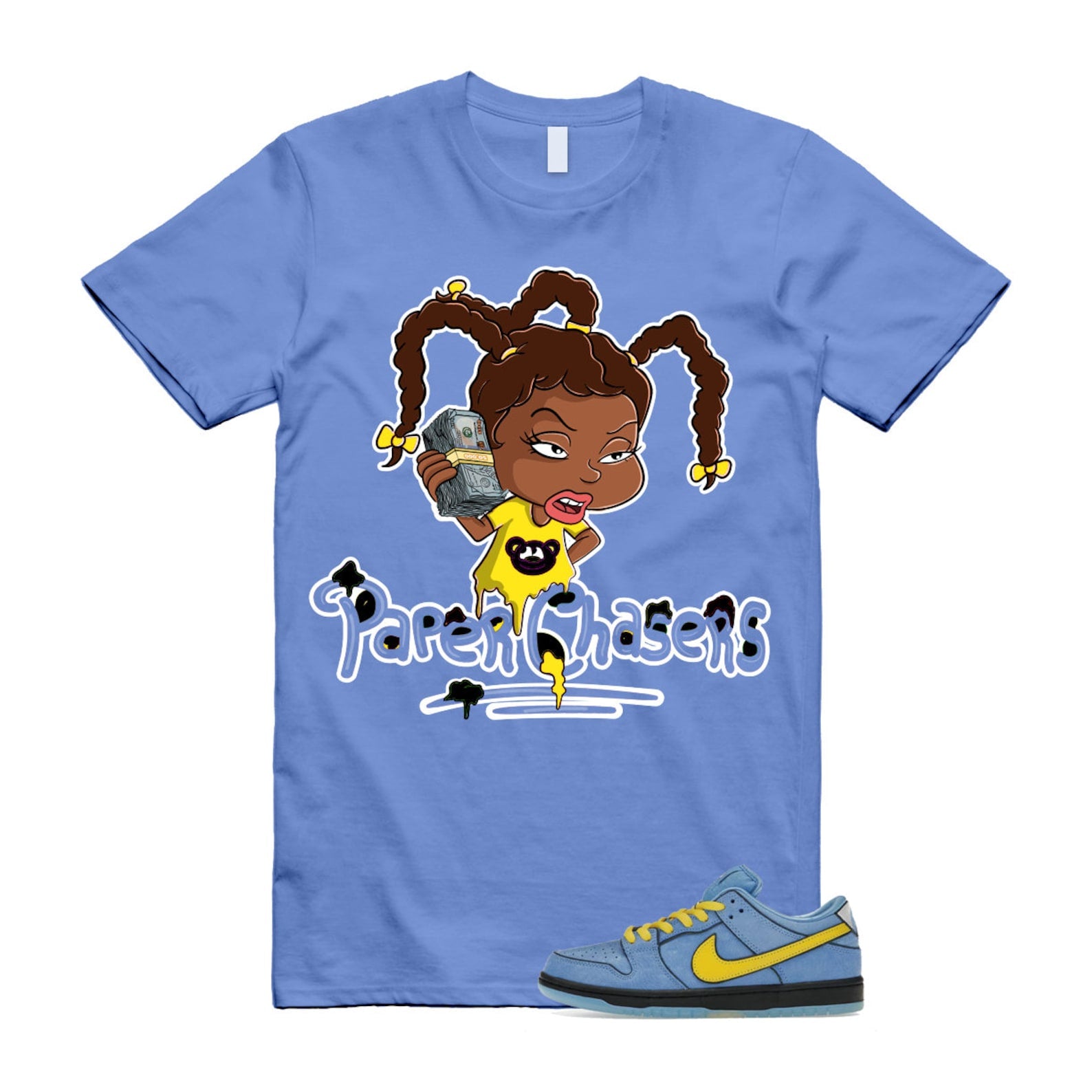 Dunk Bubbles The Power Girls Blue Chill Deep Royal Active Pink Yellow Black T Shirt Match PC T-Shirt, Sneaker Match Tee