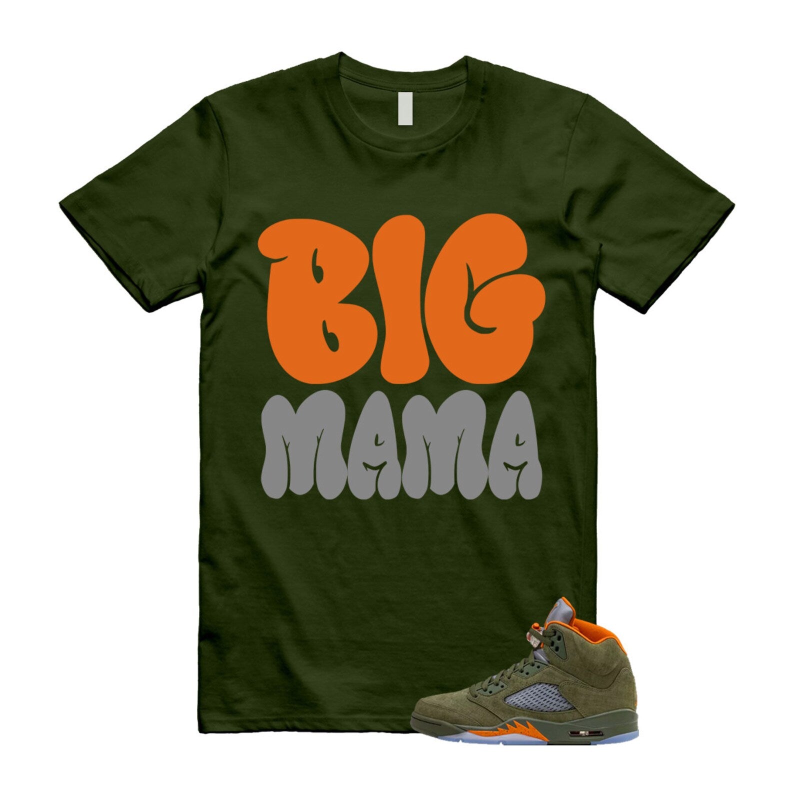5 Olive Army Solar Orange Black Retro T Shirt Match MAMA T-Shirt, Sneaker Match Tee