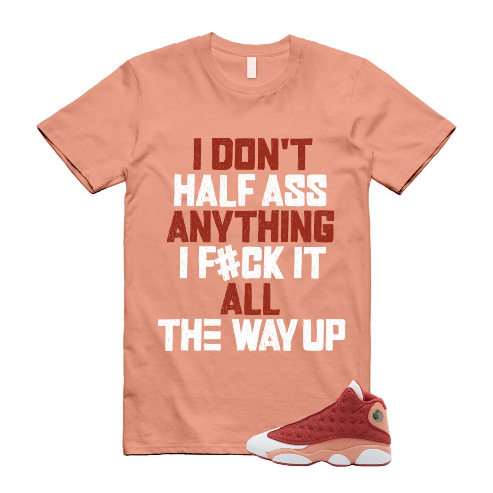 13 Dune Red Terra Blush White T Shirt Match HALF, DJ5982-601 T-Shirt, Sneaker Match Tee