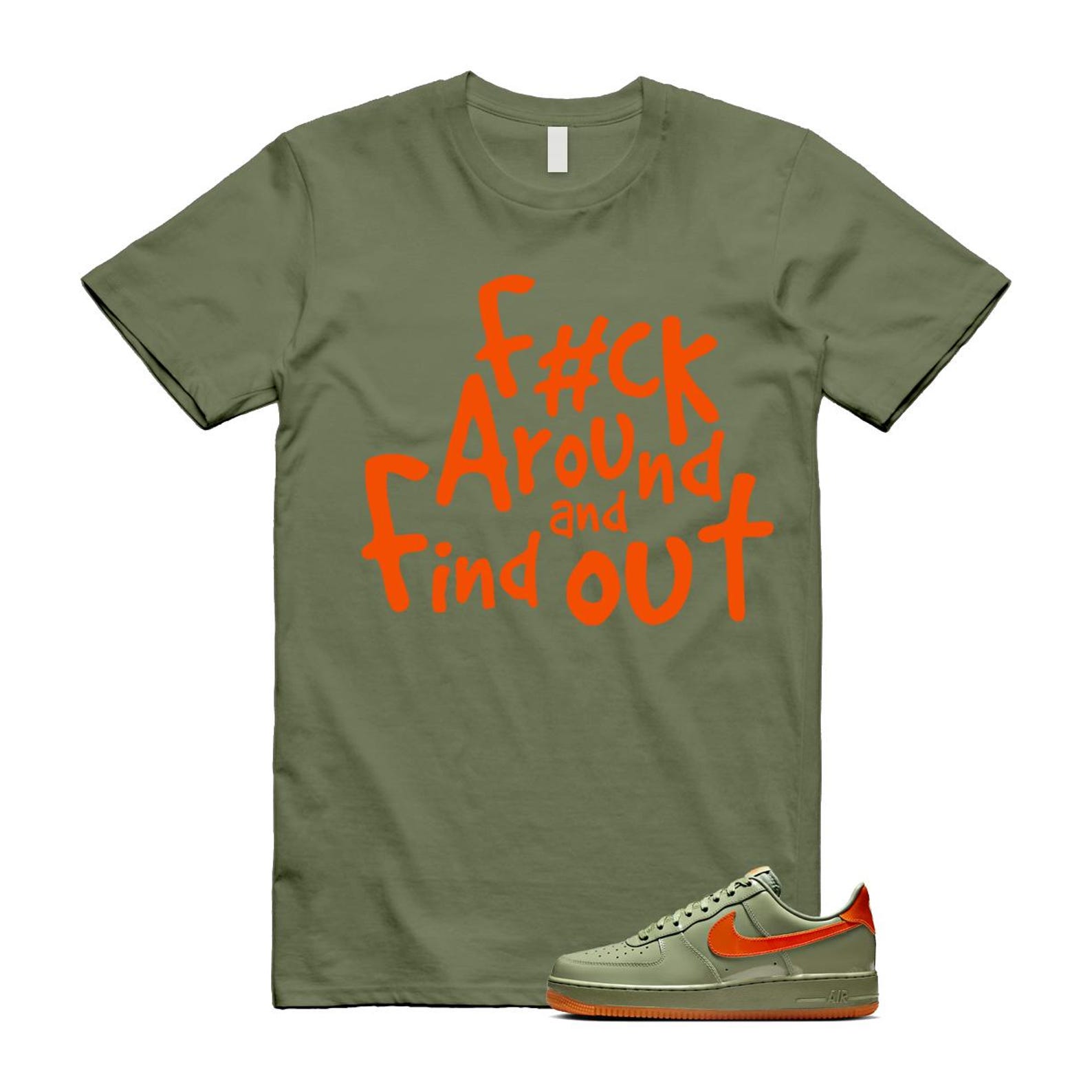 Air Force 1 Wet Putty 2.0 Low '07 Premium Oil Green Safety Orange T Shirt Match FCK2 T-Shirt, Sneaker Match Tee
