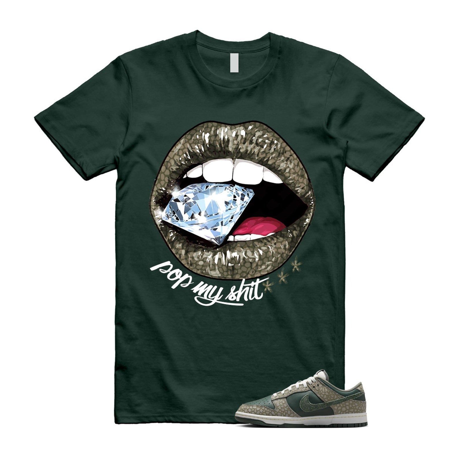 Dunk Urban Landscape 2.0 Low PRM Dark Stucco Vintage Green Summit White Alabaster T Shirt Match POP T-Shirt, Sneaker Match Tee