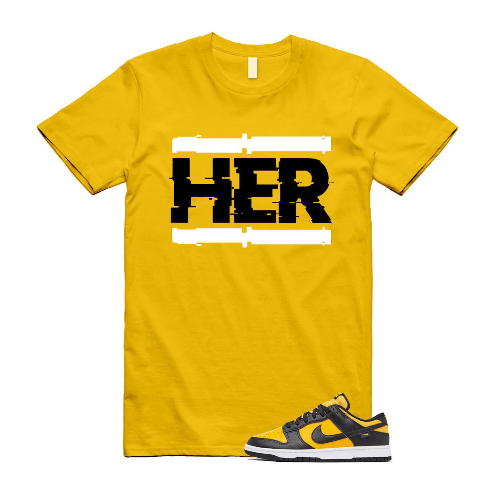 Dunk Reverse Goldenrod University Gold Black White Low T Shirt Match HER T-Shirt, Sneaker Match Tee