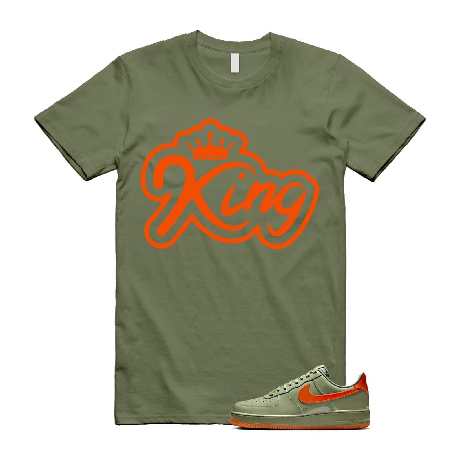 Air Force 1 Wet Putty 2.0 Low '07 Premium Oil Green Safety Orange T Shirt Match K2 T-Shirt, Sneaker Match Tee