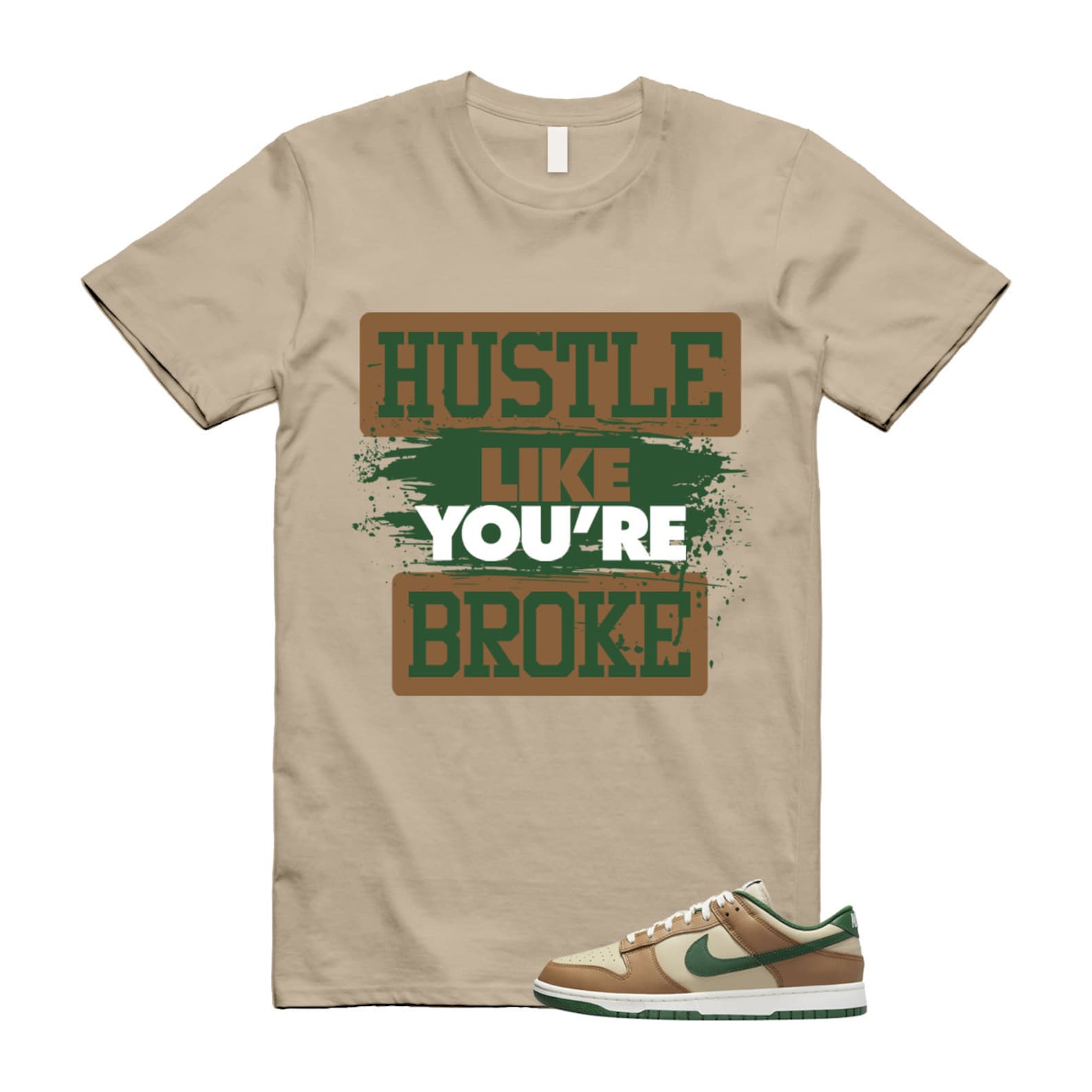 Dunk Tan Retro Rattan Gorge Green Sail Dark Driftwood Low T Shirt Match HLYB T-Shirt, Sneaker Match Tee