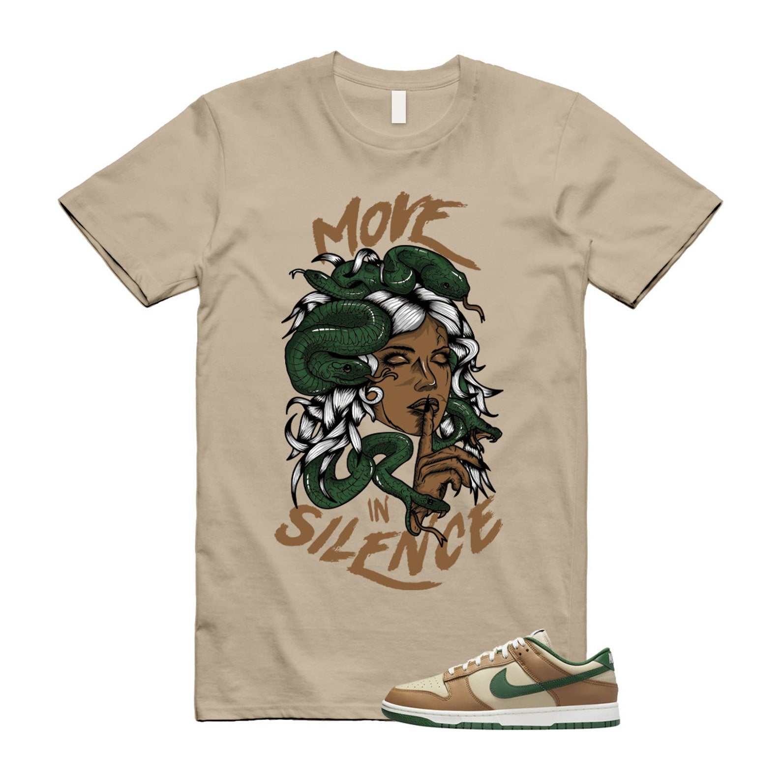 Dunk Tan Retro Rattan Gorge Green Sail Dark Driftwood Low T Shirt Match MIS T-Shirt, Sneaker Match Tee