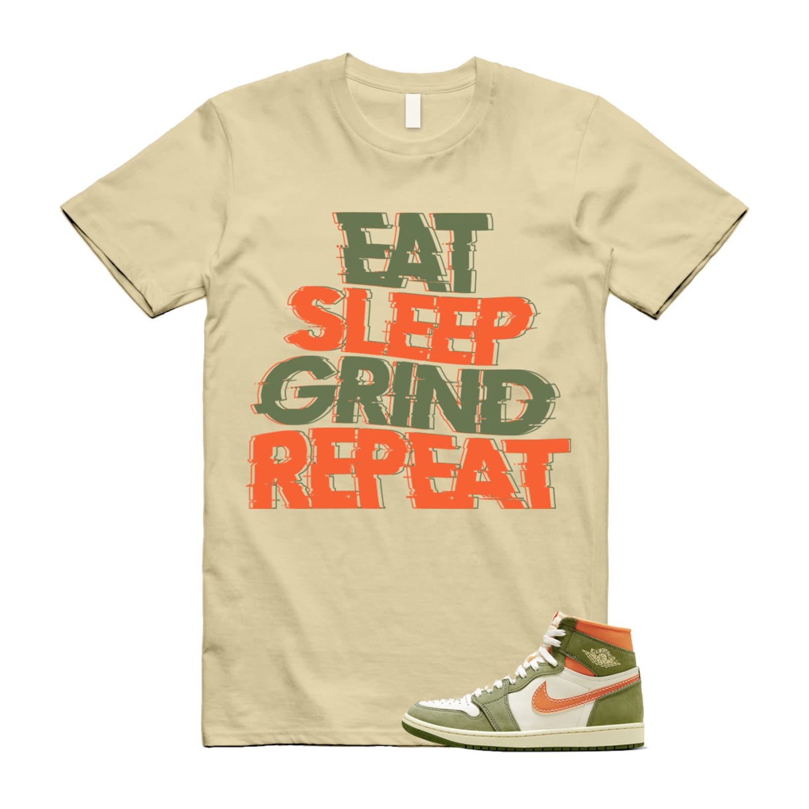 Craft Celadon 1 High OG Sky J Light Olive Bright Mandarin Coconut Milk T Shirt Match ESGR T-Shirt, Sneaker Match Tee