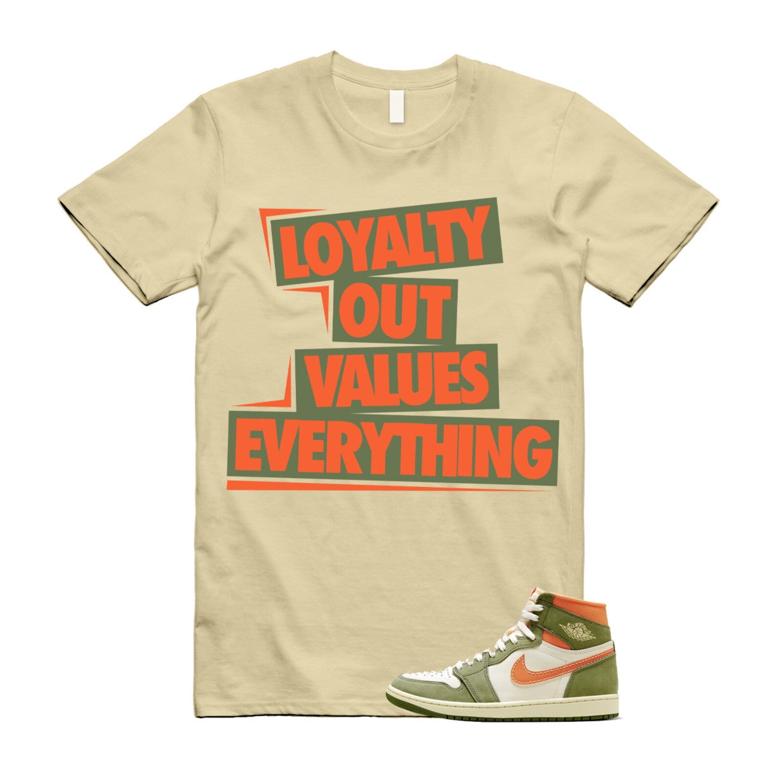 Craft Celadon 1 High OG Sky J Light Olive Bright Mandarin Coconut Milk T Shirt Match LOVE T-Shirt, Sneaker Match Tee