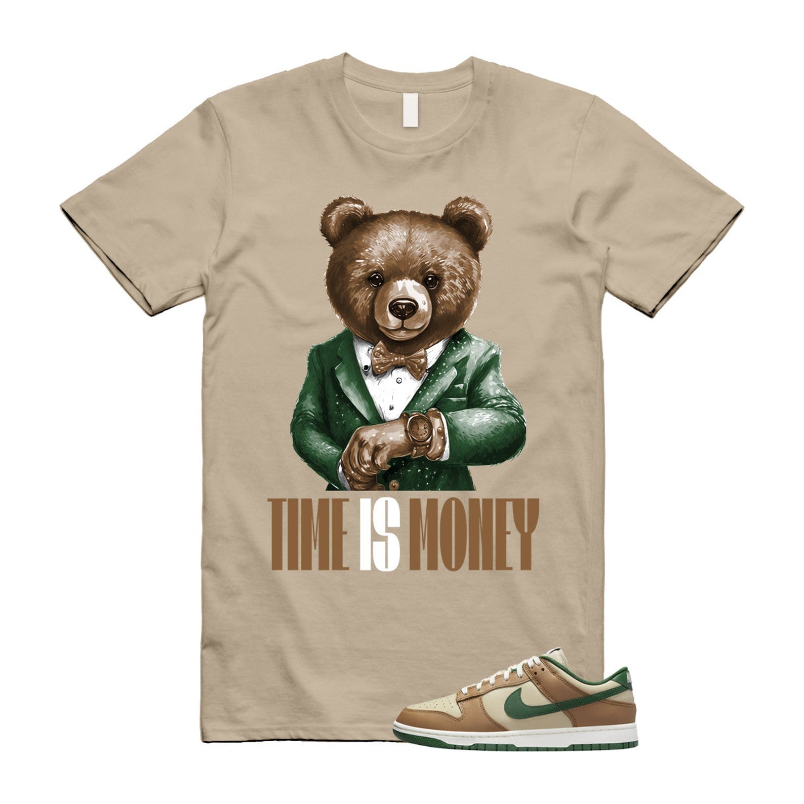 Dunk Tan Retro Rattan Gorge Green Sail Dark Driftwood Low T Shirt Match TIM T-Shirt, Sneaker Match Tee