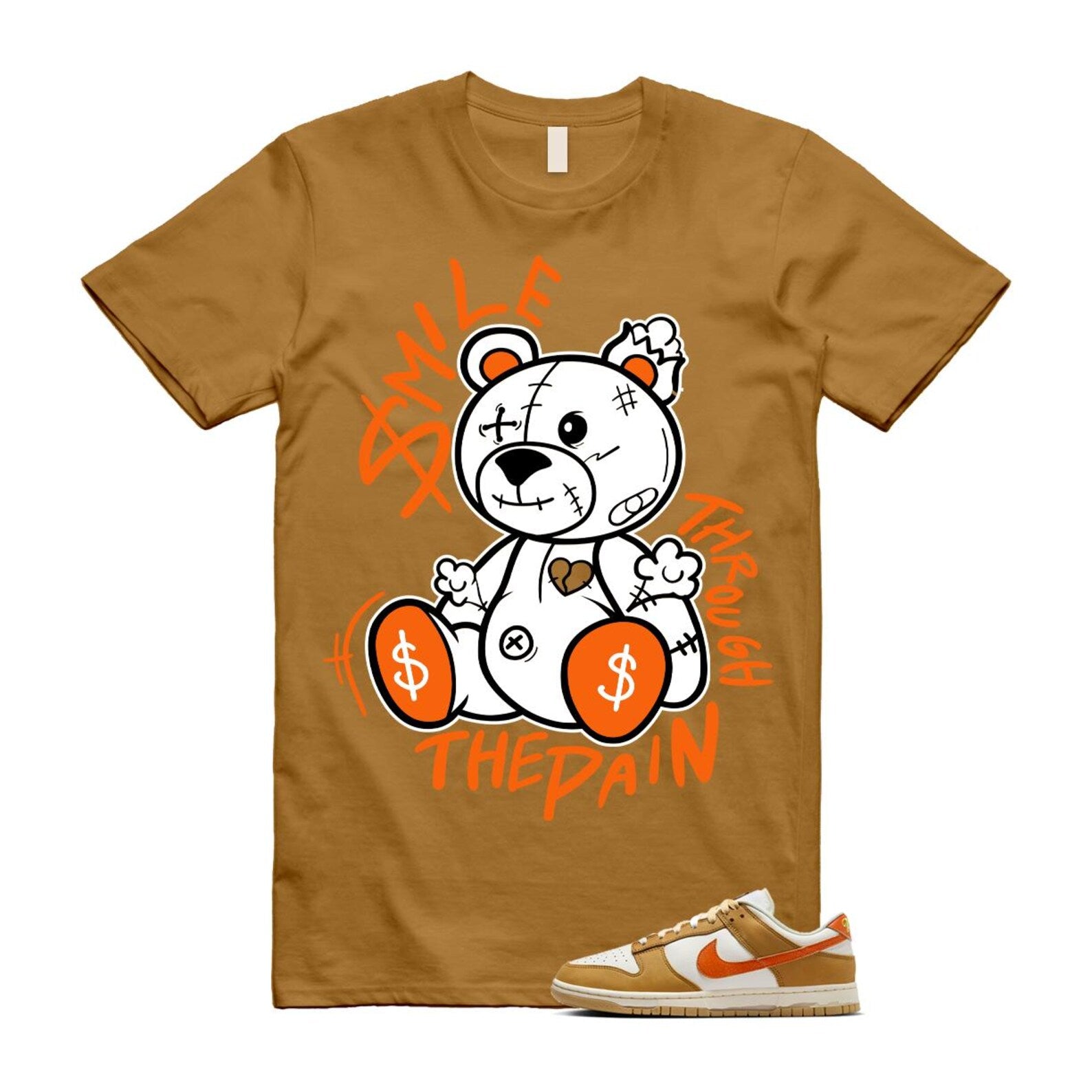 Dunk Wheat Safety Orange Sail Coconut Milk Low Retro T Shirt Match Smile Through The Pain T-Shirt, Sneaker Match Tee