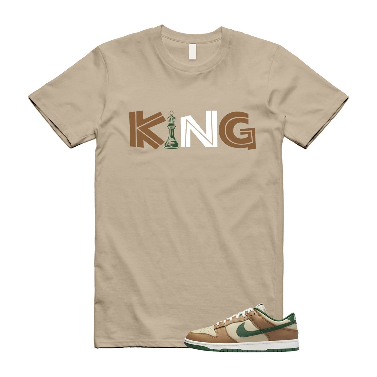 Dunk Tan Retro Rattan Gorge Green Sail Dark Driftwood Low T Shirt Match KING T-Shirt, Sneaker Match Tee
