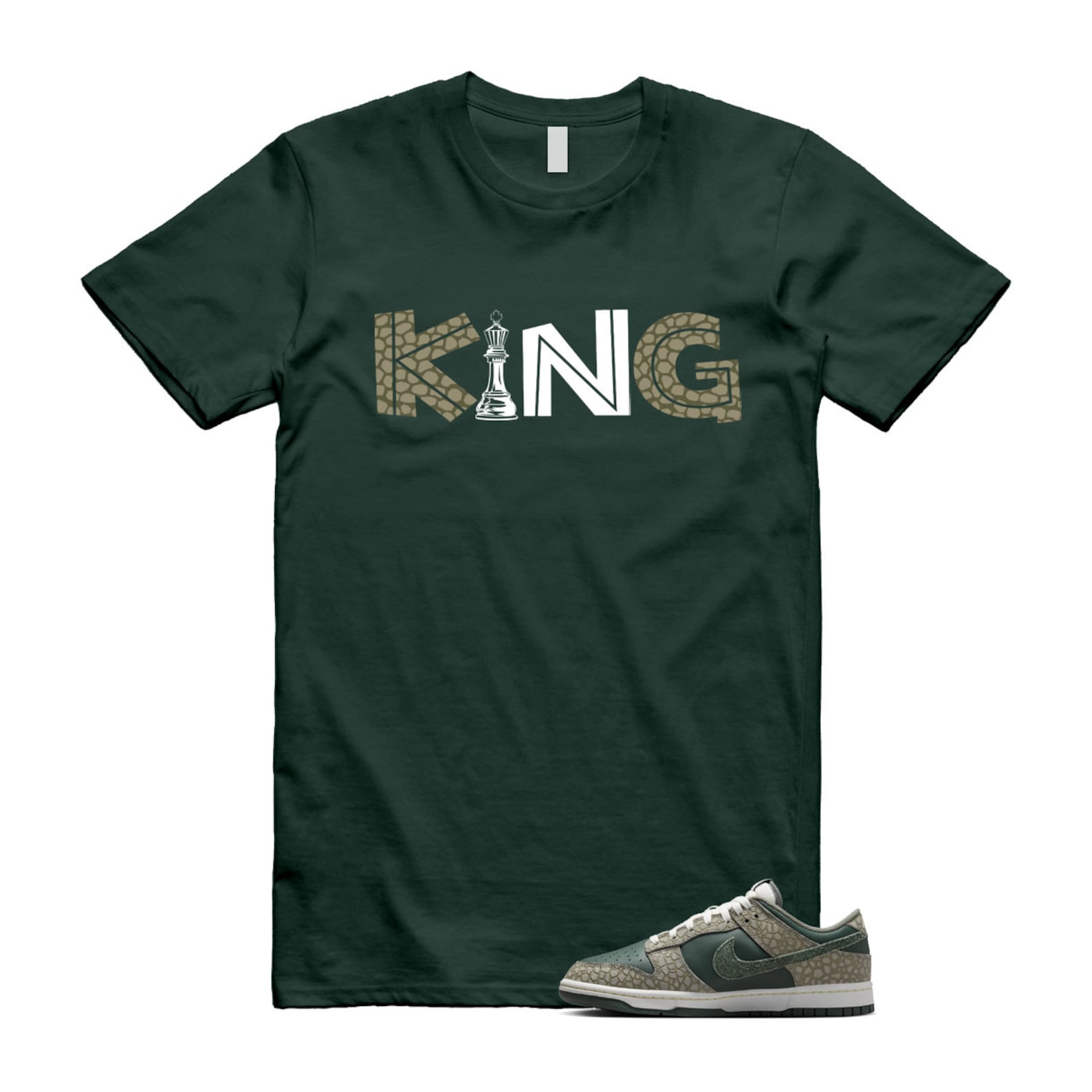 Dunk Urban Landscape 2.0 Low PRM Dark Stucco Vintage Green Summit White Alabaster T Shirt Match KING T-Shirt, Sneaker Match Tee