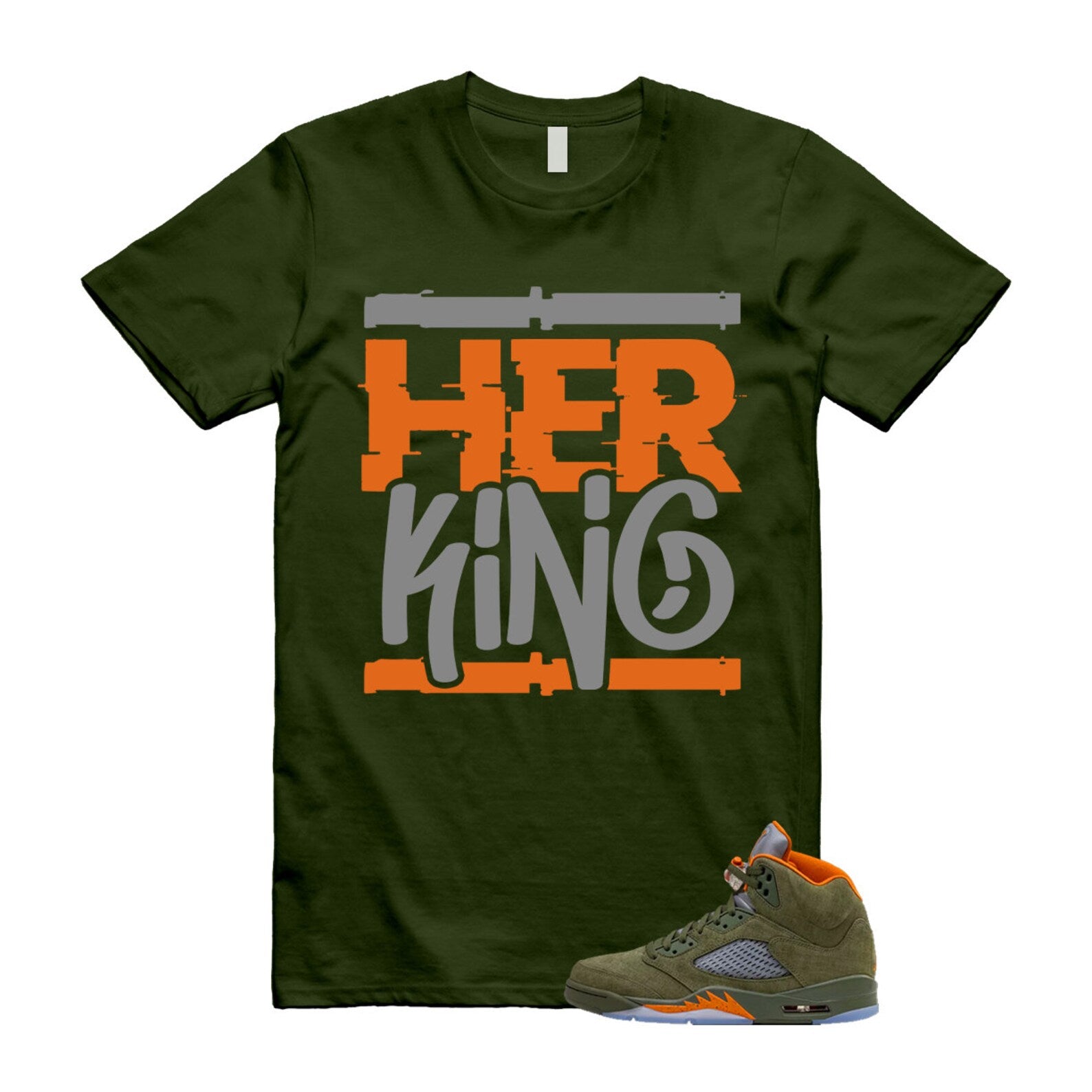 5 Olive Army Solar Orange Black Retro T Shirt Match HK T-Shirt, Sneaker Match Tee