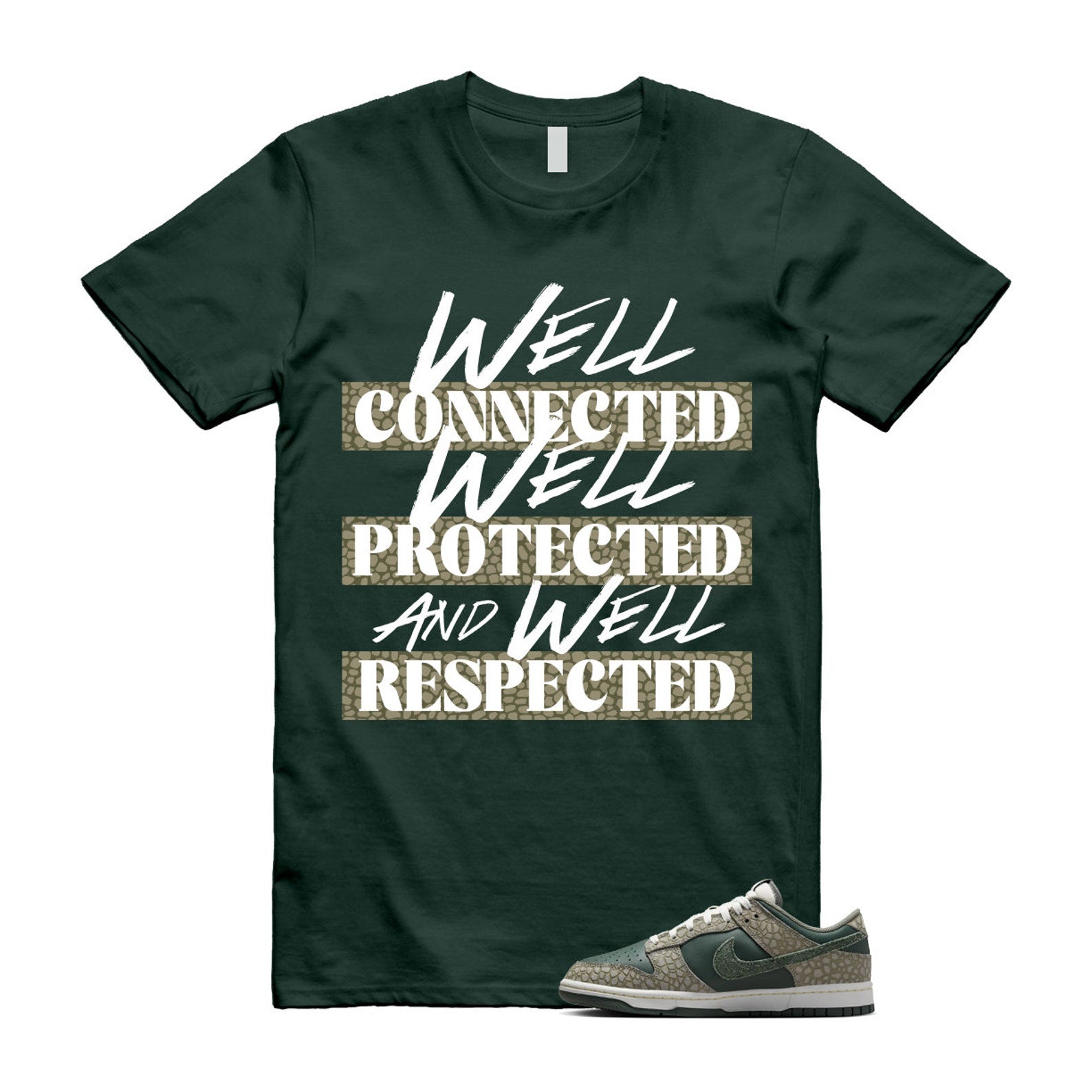 Dunk Urban Landscape 2.0 Low PRM Dark Stucco Vintage Green Summit White Alabaster T Shirt Match WELL T-Shirt, Sneaker Match Tee