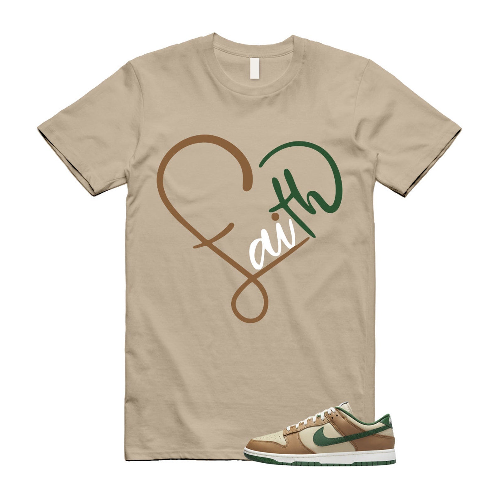 Dunk Tan Retro Rattan Gorge Green Sail Dark Driftwood Low T Shirt Match FAITH T-Shirt, Sneaker Match Tee