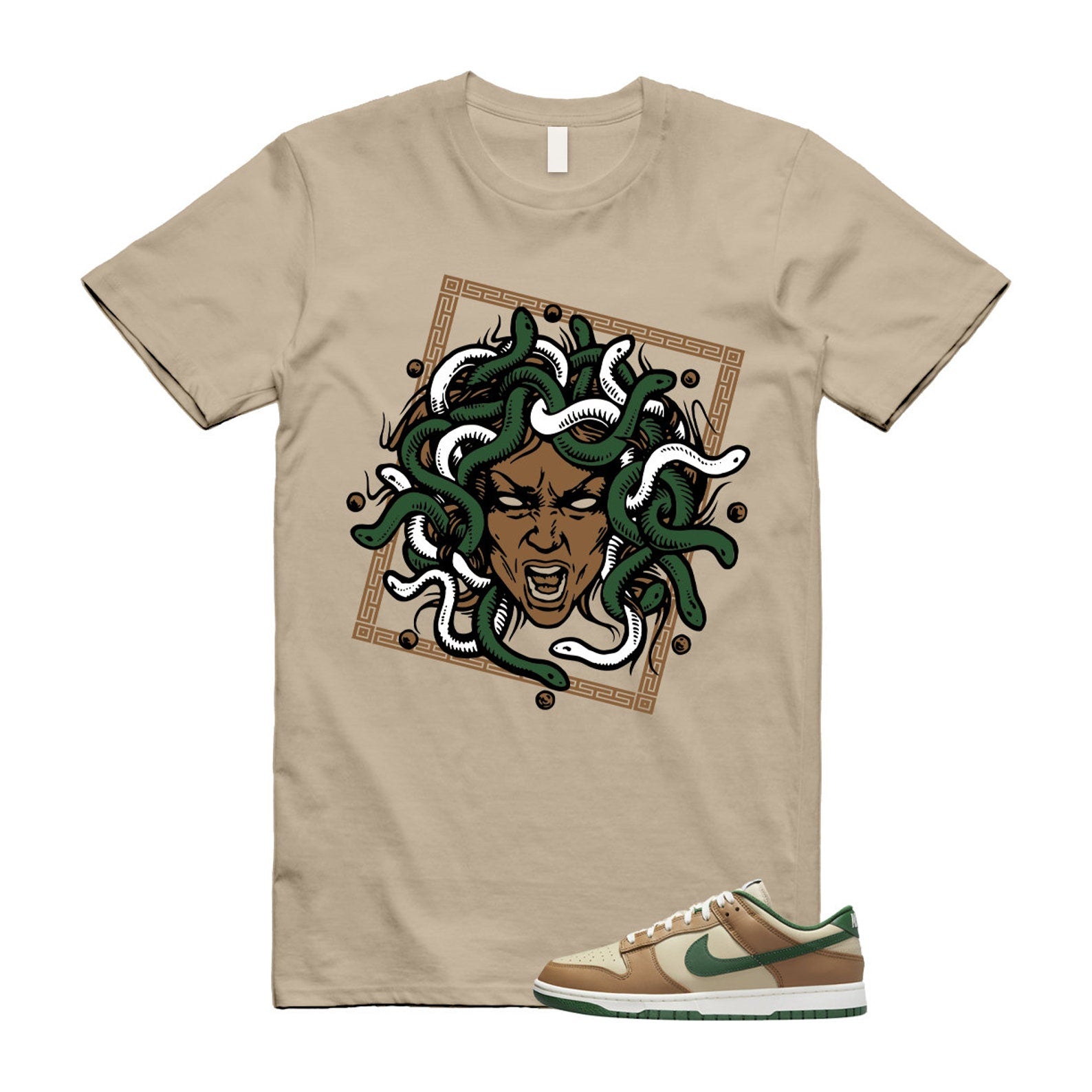 Dunk Tan Retro Rattan Gorge Green Sail Dark Driftwood Low T Shirt Match SHM T-Shirt, Sneaker Match Tee
