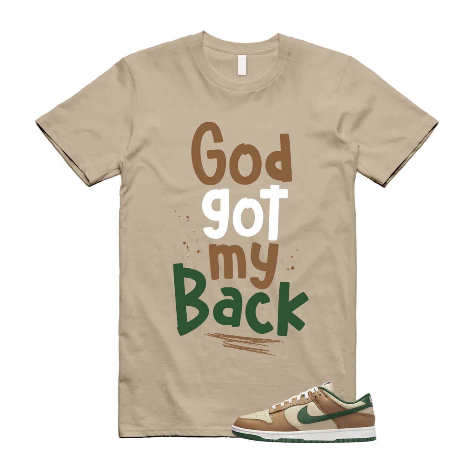 Dunk Tan Retro Rattan Gorge Green Sail Dark Driftwood Low T Shirt Match GOD T-Shirt, Sneaker Match Tee
