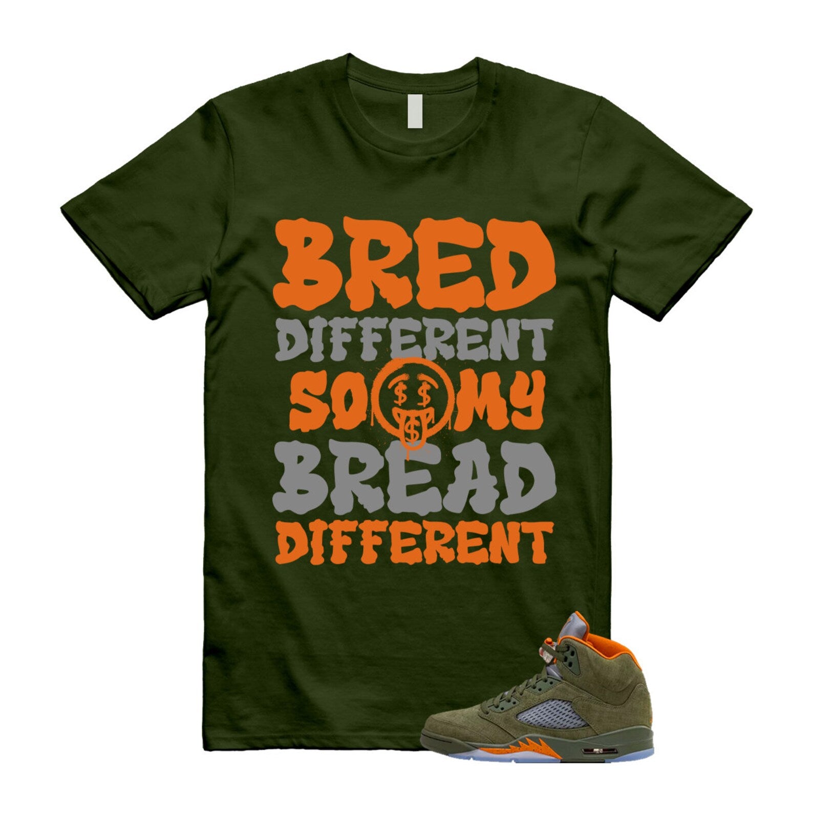 5 Olive Army Solar Orange Black Retro T Shirt Match BDBD T-Shirt, Sneaker Match Tee