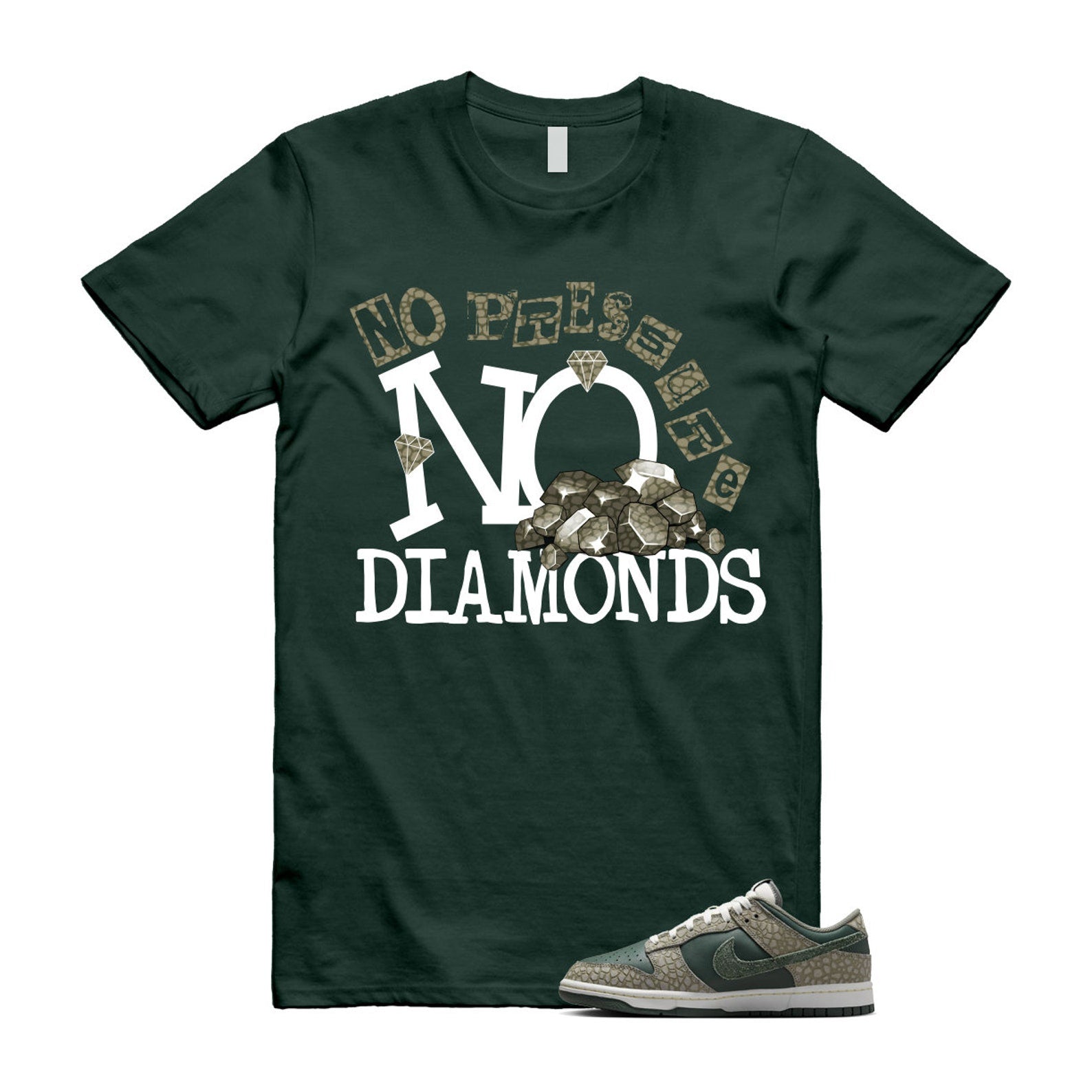 Dunk Urban Landscape 2.0 Low PRM Dark Stucco Vintage Green Summit White Alabaster T Shirt Match DIAMOND T-Shirt, Sneaker Match Tee
