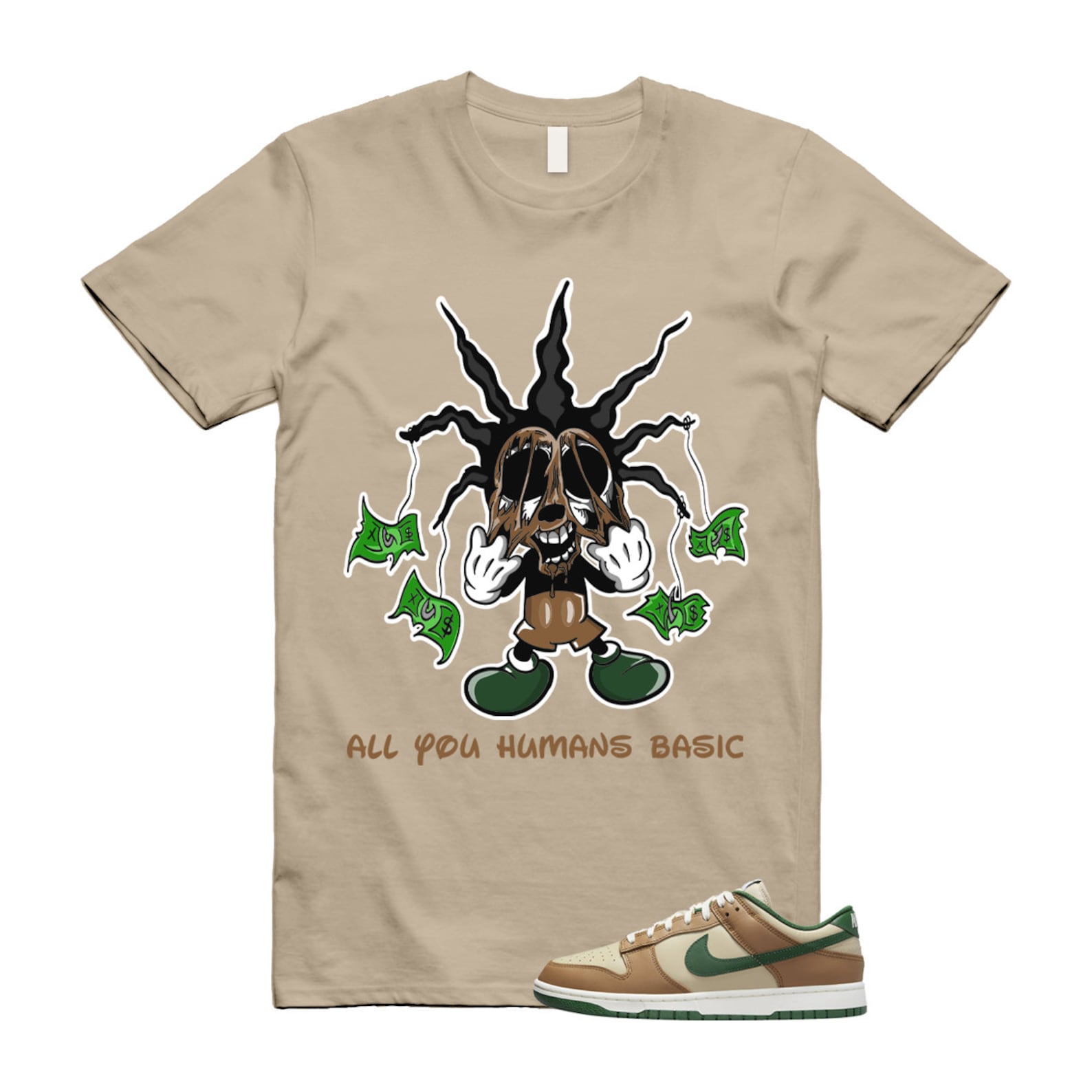 Dunk Tan Retro Rattan Gorge Green Sail Dark Driftwood Low T Shirt Match HOOK T-Shirt, Sneaker Match Tee
