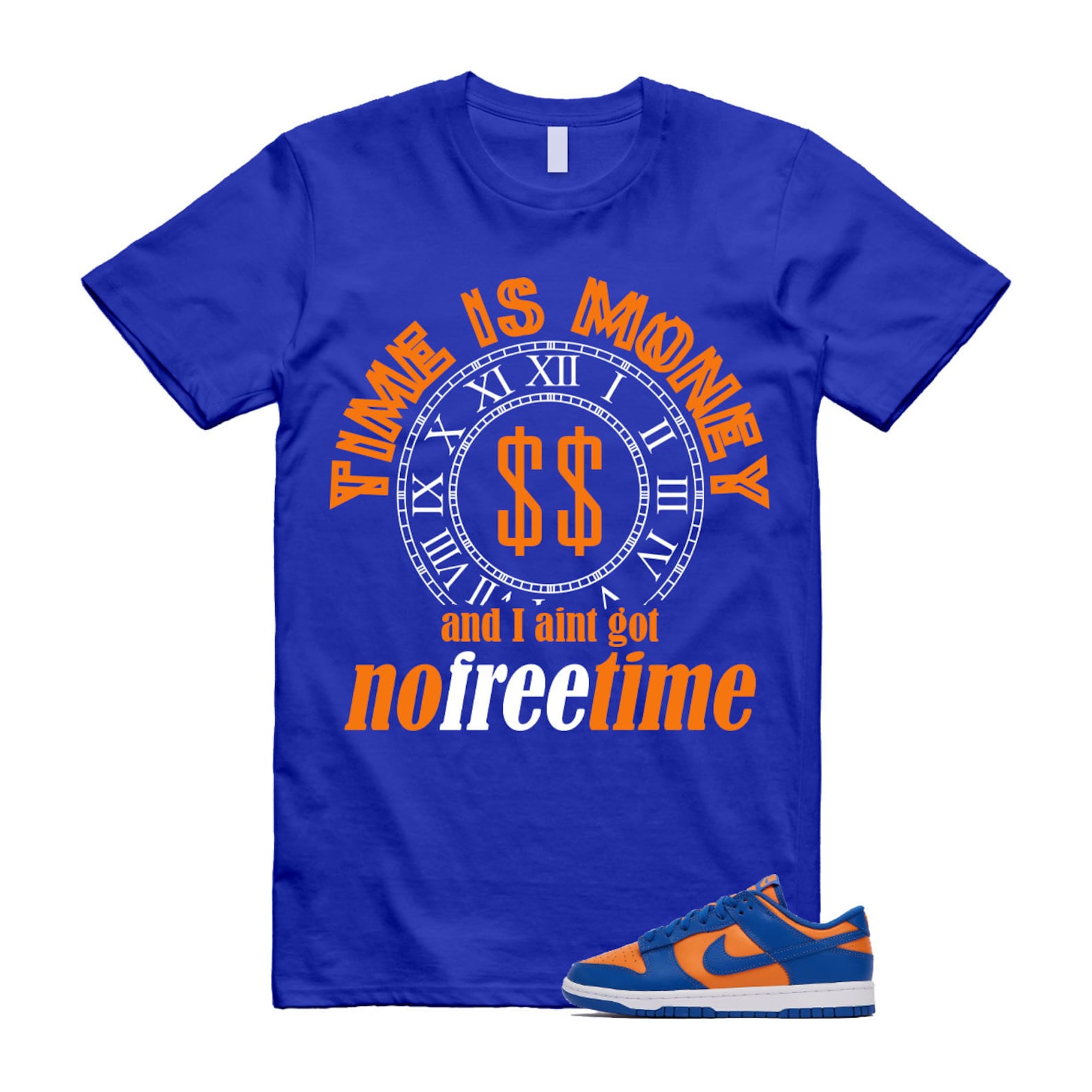 Dunk Knicks Team Royal Blue Orange Low Bright Ceramic T Shirt Match FREE TIME T-Shirt, Sneaker Match Tee