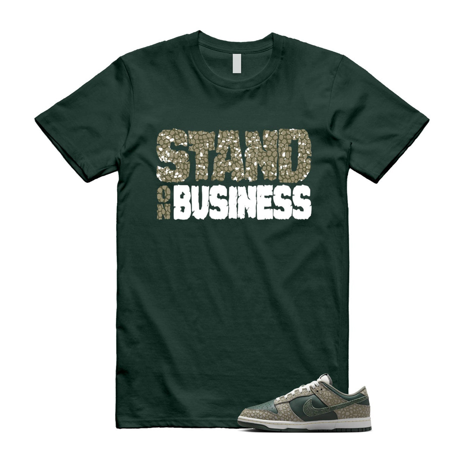 Dunk Urban Landscape 2.0 Low PRM Dark Stucco Vintage Green Summit White Alabaster T Shirt Match Stand On Business T-Shirt, Sneaker Match Tee