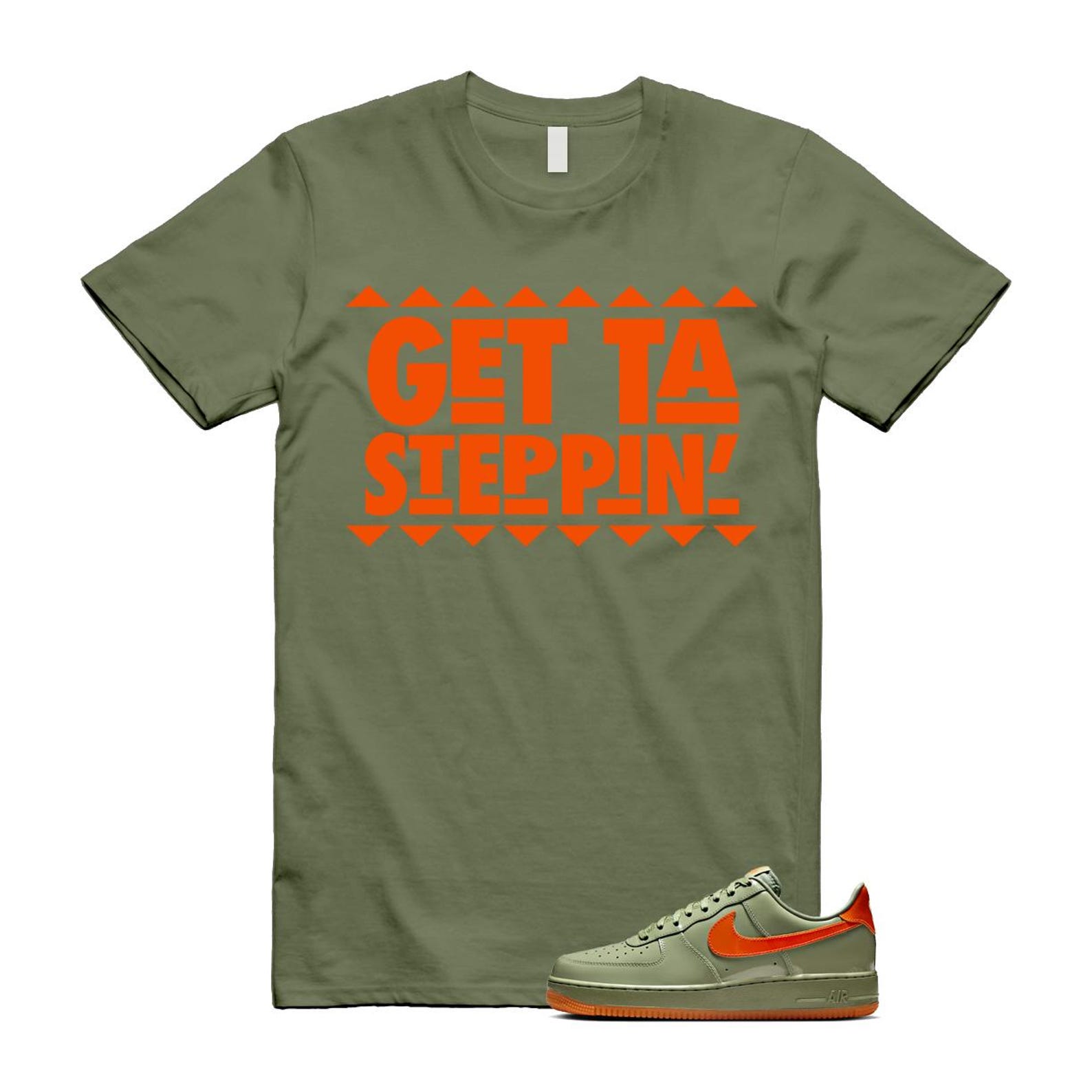 Air Force 1 Wet Putty 2.0 Low '07 Premium Oil Green Safety Orange T Shirt Match GET T-Shirt, Sneaker Match Tee