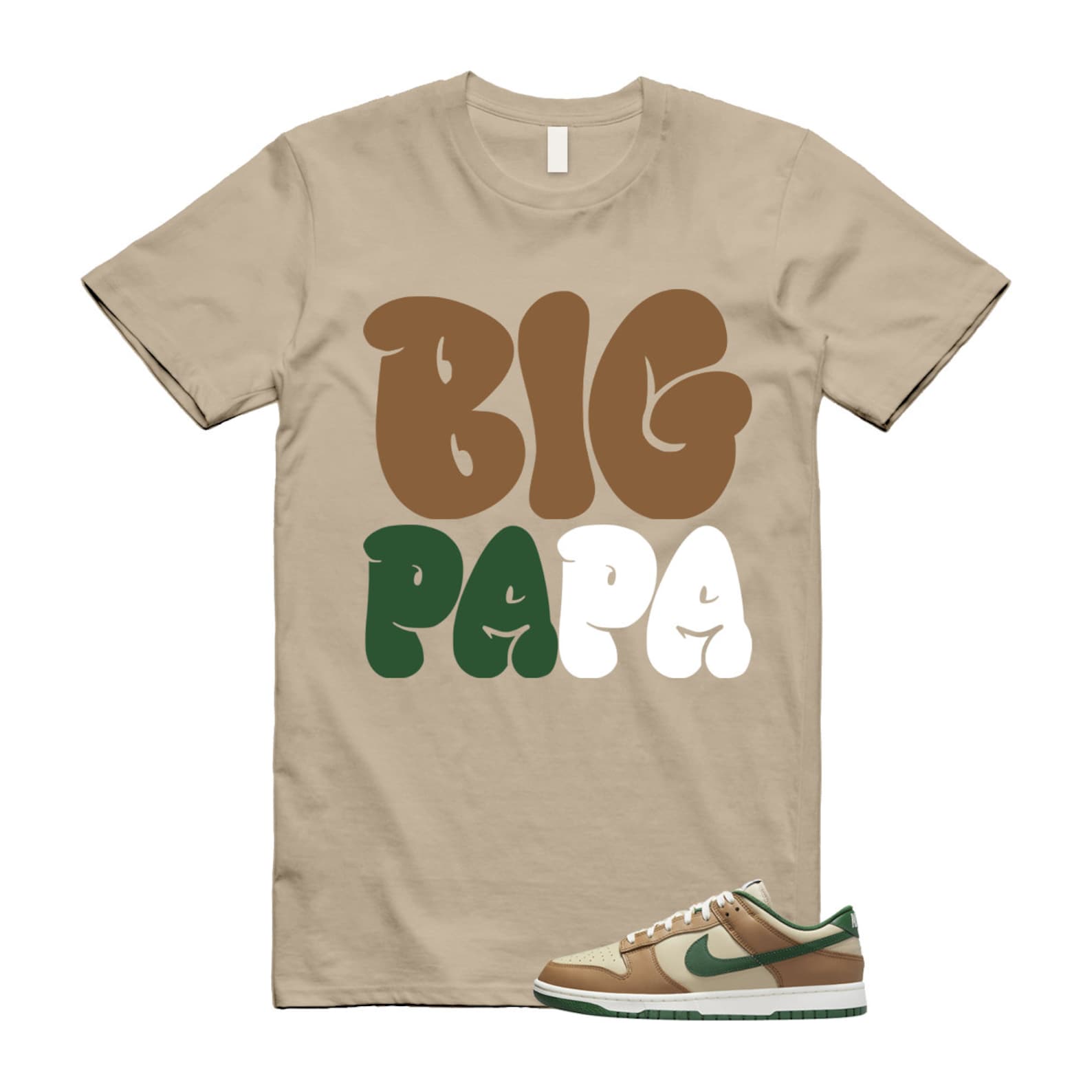 Dunk Tan Retro Rattan Gorge Green Sail Dark Driftwood Low T Shirt Match PAPA T-Shirt, Sneaker Match Tee