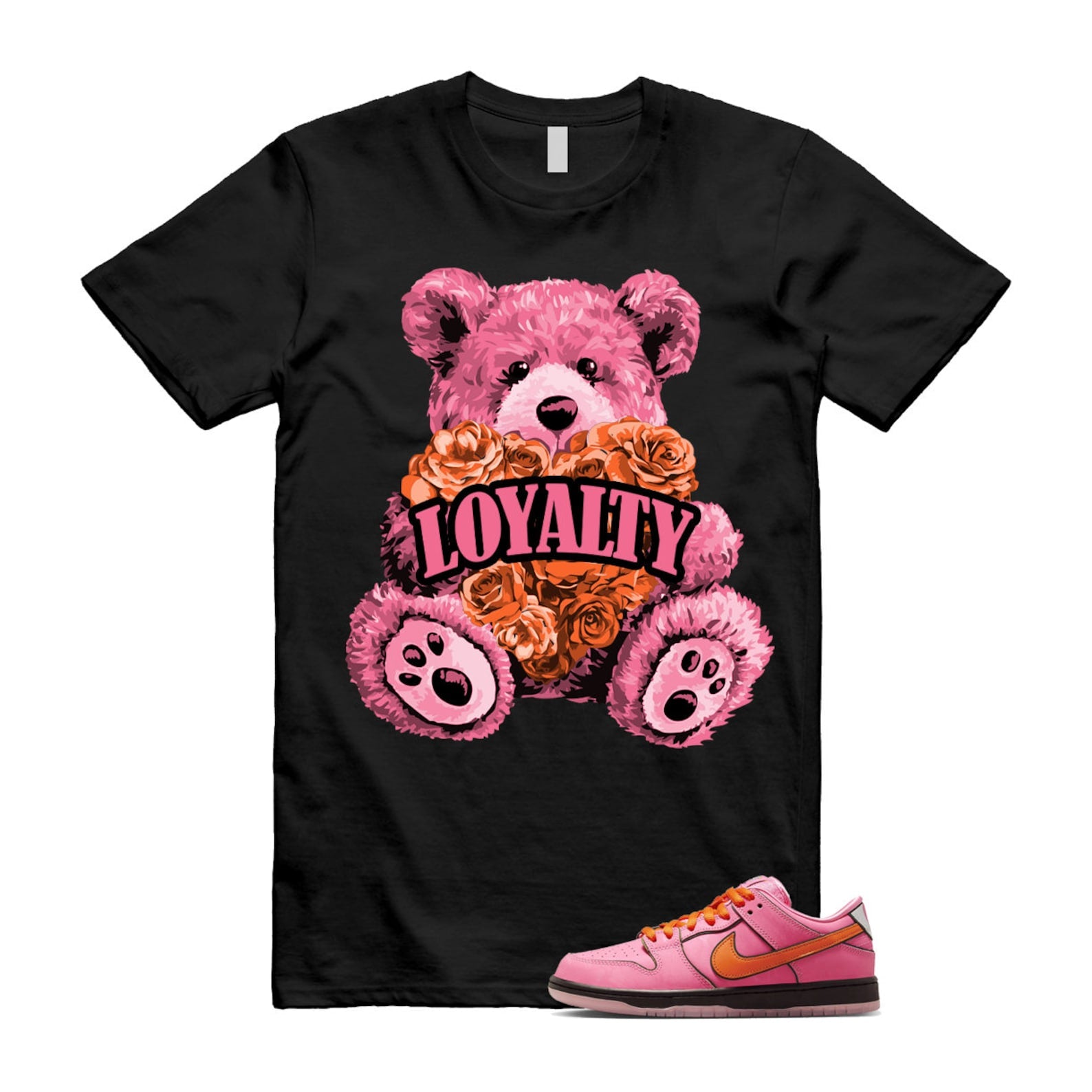 Dunk Blossom The Power Girls Lotus Pink Digital Medium Soft Black T Shirt Match LYLTY T-Shirt, Sneaker Match Tee