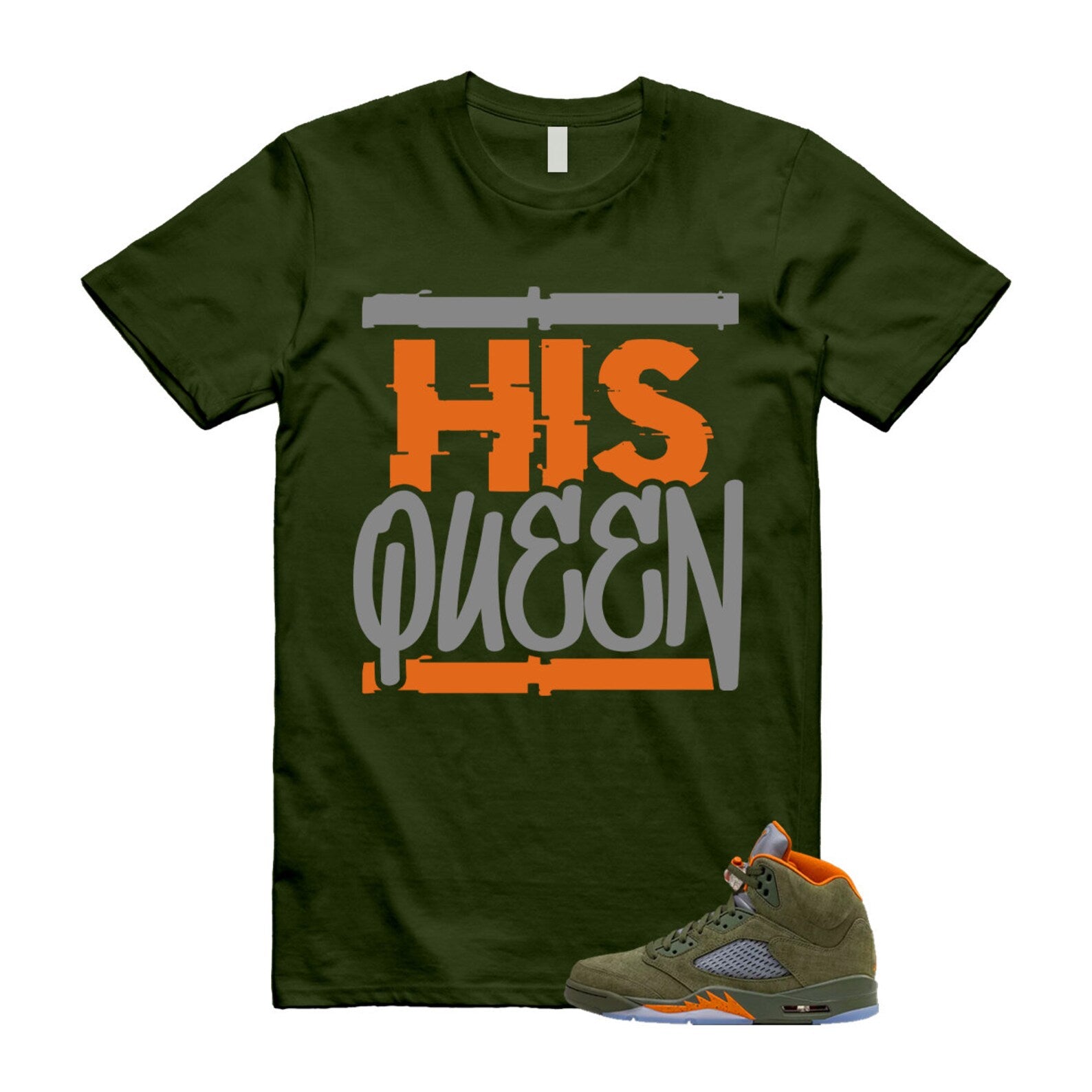 5 Olive Army Solar Orange Black Retro T Shirt Match HQ T-Shirt, Sneaker Match Tee
