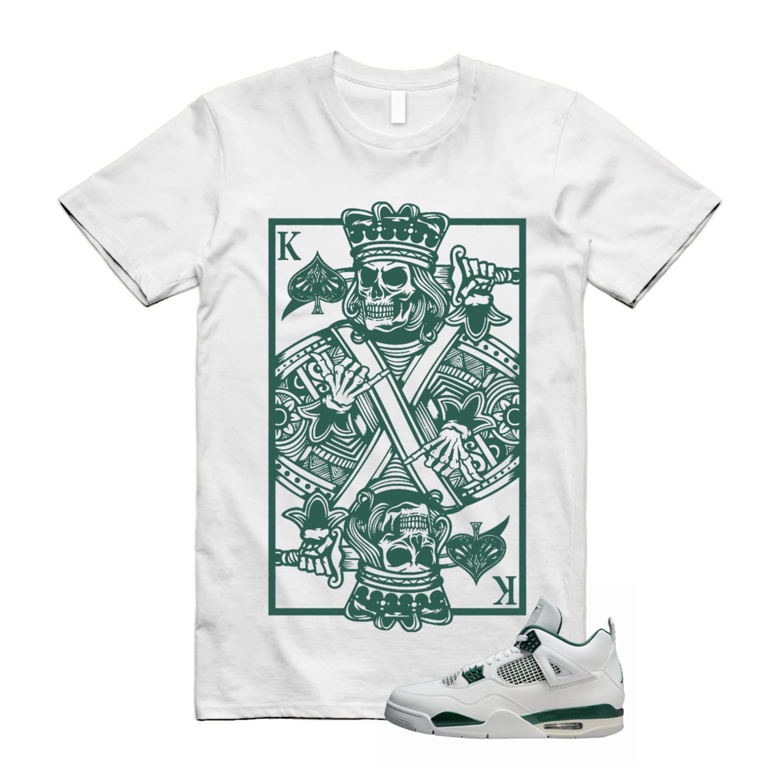 4 Oxidized Green White Neutral Grey T Shirt Match KC T-Shirt, Sneaker Match Tee