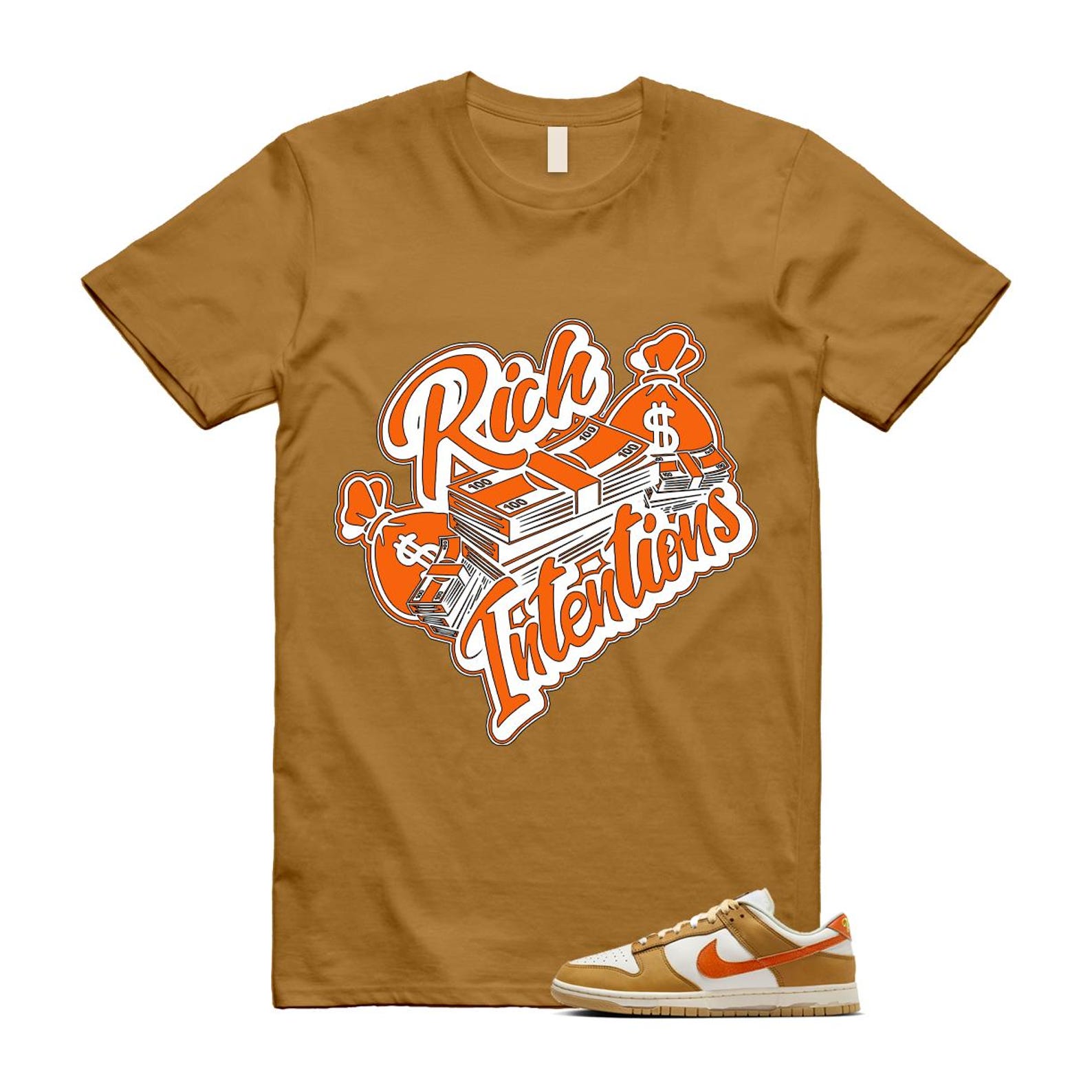 Dunk Wheat Safety Orange Sail Coconut Milk Low Retro T Shirt Match RICH T-Shirt, Sneaker Match Tee