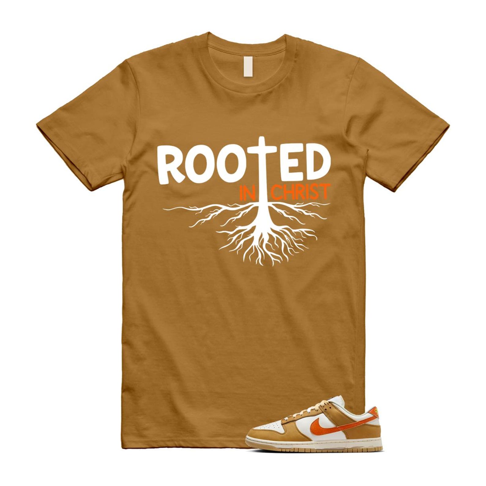 Dunk Wheat Safety Orange Sail Coconut Milk Low Retro T Shirt Match ROOTED T-Shirt, Sneaker Match Tee