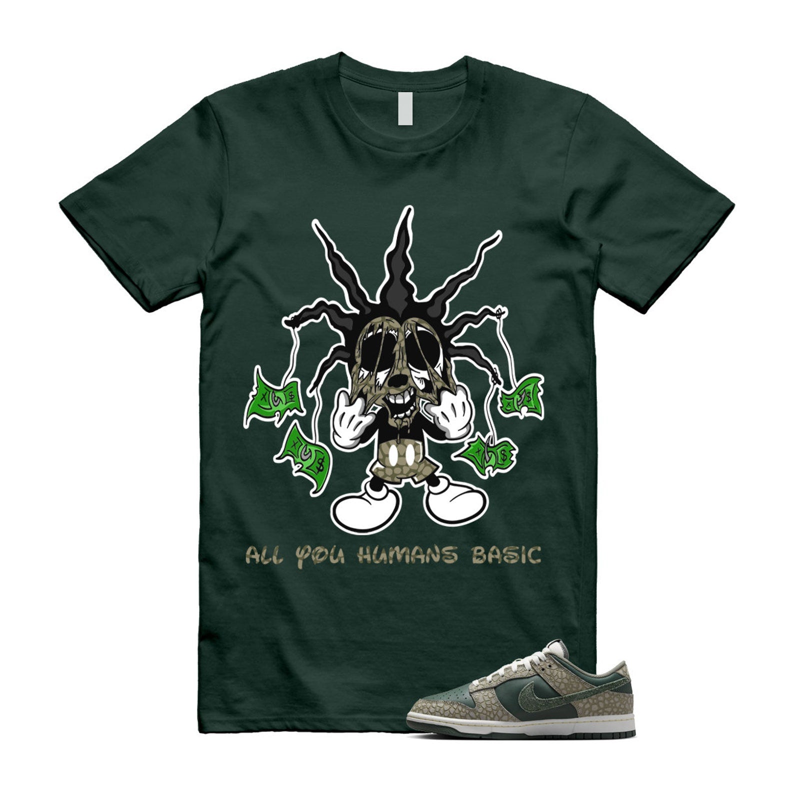 Dunk Urban Landscape 2.0 Low PRM Dark Stucco Vintage Green Summit White Alabaster T Shirt Match HOOK T-Shirt, Sneaker Match Tee