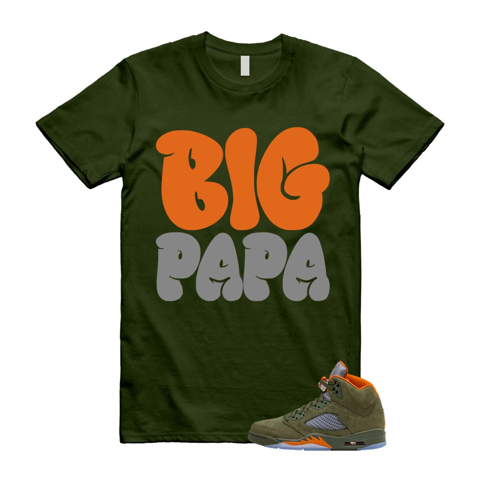 5 Olive Army Solar Orange Black Retro T Shirt Match PAPA T-Shirt, Sneaker Match Tee