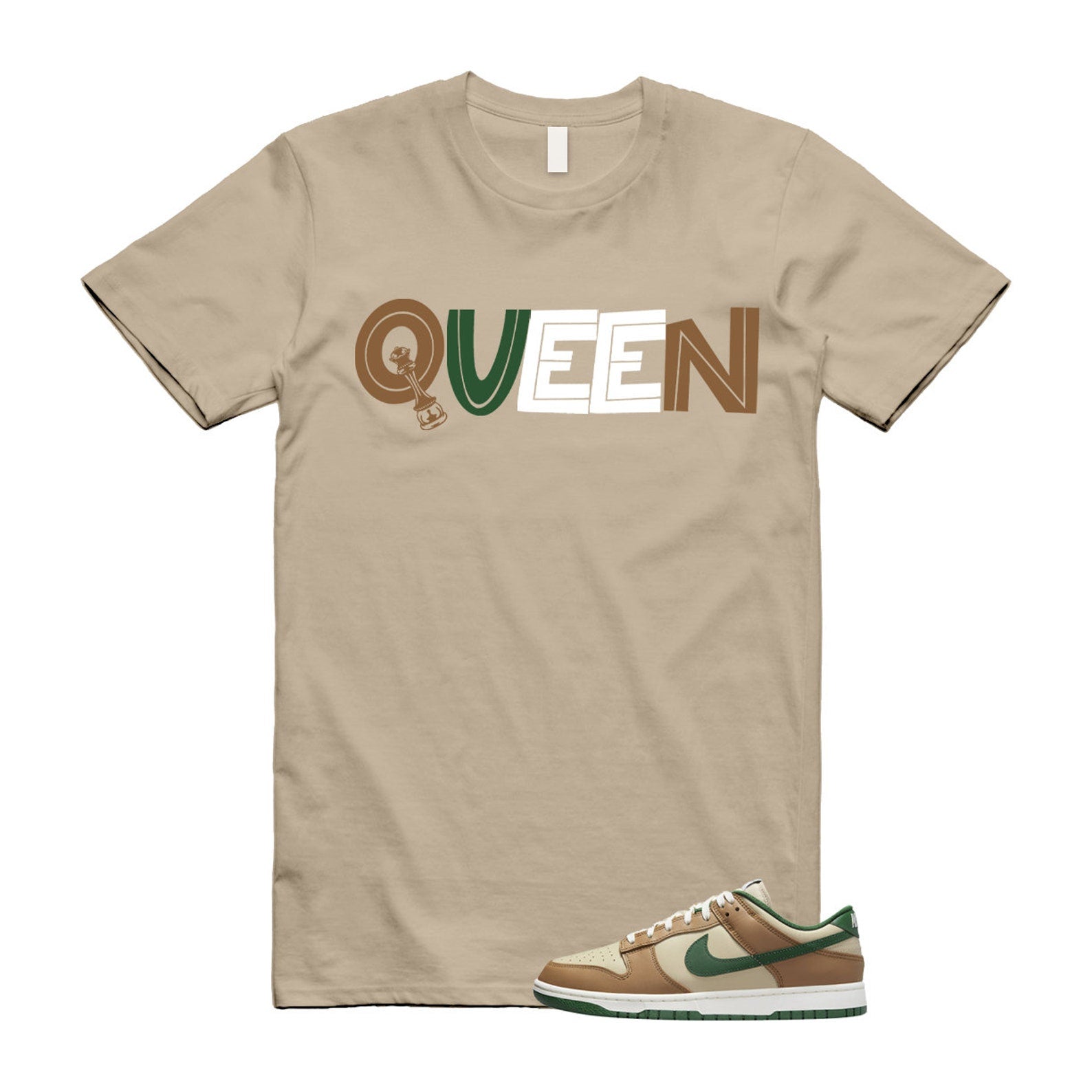 Dunk Tan Retro Rattan Gorge Green Sail Dark Driftwood Low T Shirt Match QUEEN T-Shirt, Sneaker Match Tee