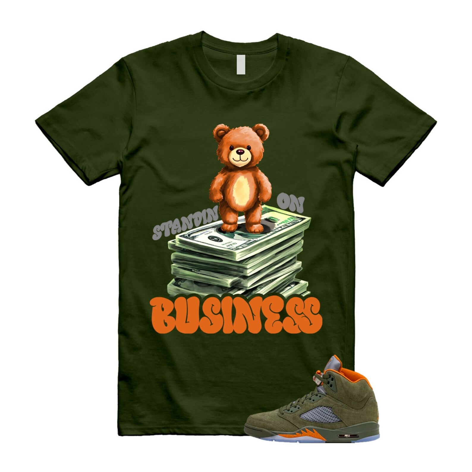5 Olive Army Solar Orange Black Retro T Shirt Match SB2 T-Shirt, Sneaker Match Tee