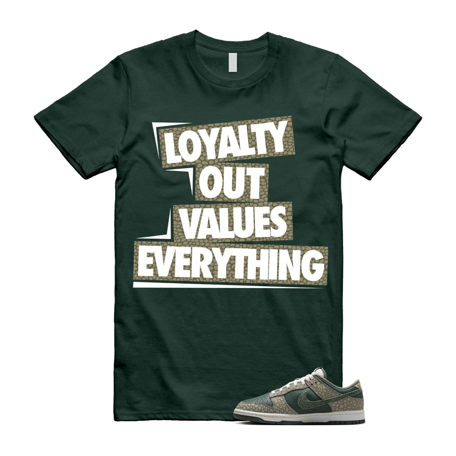 Dunk Urban Landscape 2.0 Low PRM Dark Stucco Vintage Green Summit White Alabaster T Shirt Match LOVE T-Shirt, Sneaker Match Tee