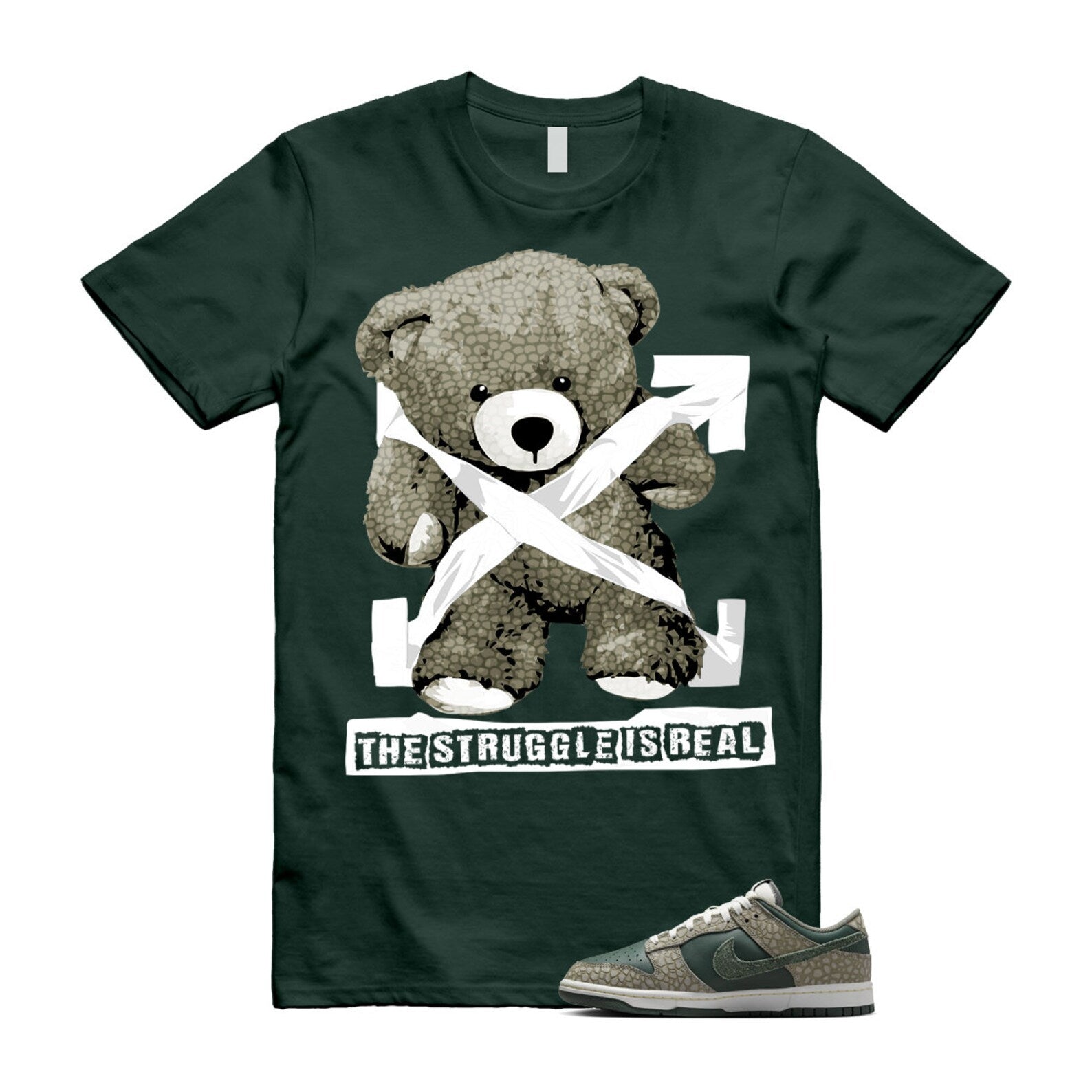 Dunk Urban Landscape 2.0 Low PRM Dark Stucco Vintage Green Summit White Alabaster T Shirt Match STRUG T-Shirt, Sneaker Match Tee