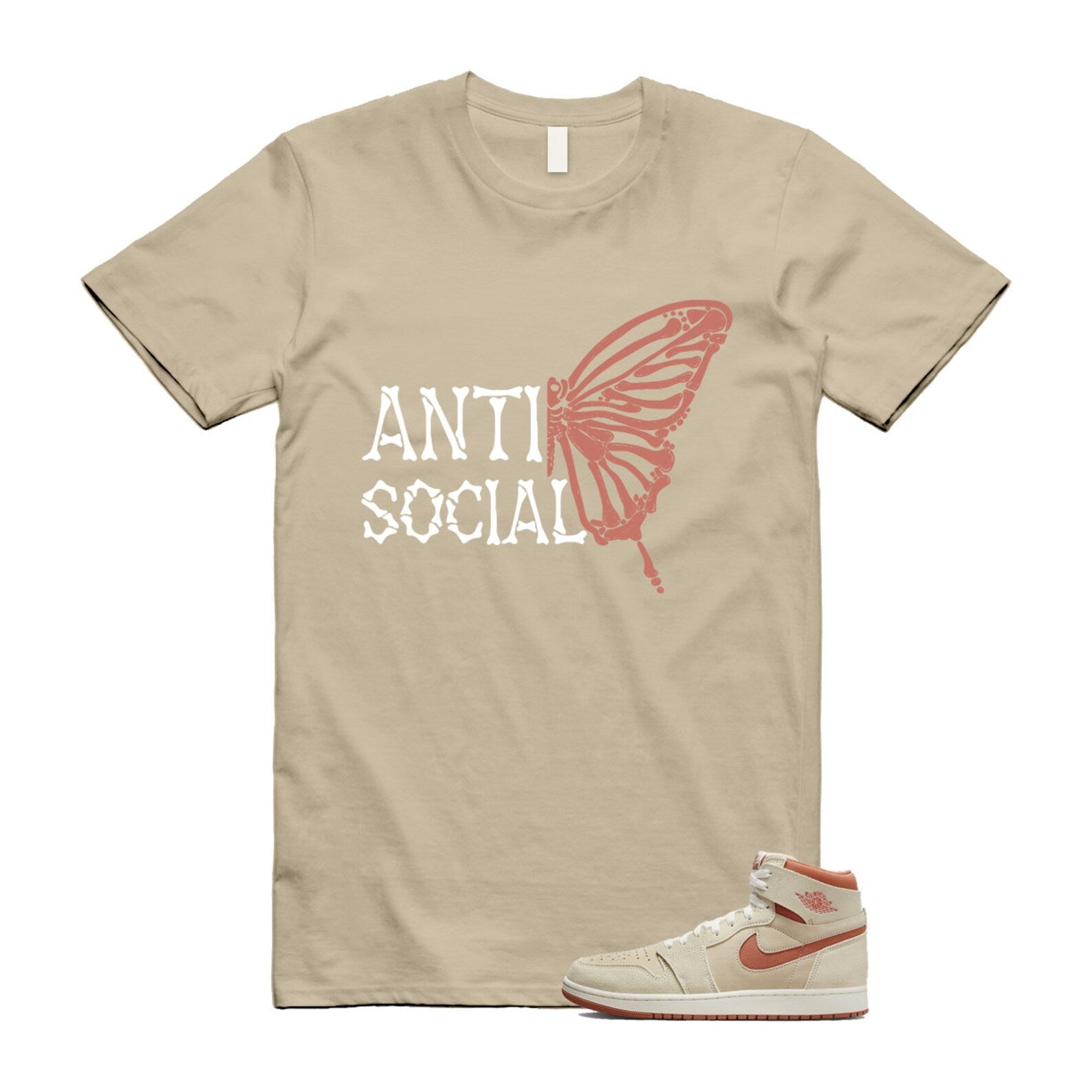 1 Terra Burnt Sunrise Zoom CMFT 2 High Air Sail Blush Tan White T Shirt Match ASB T-Shirt, Sneaker Match Tee