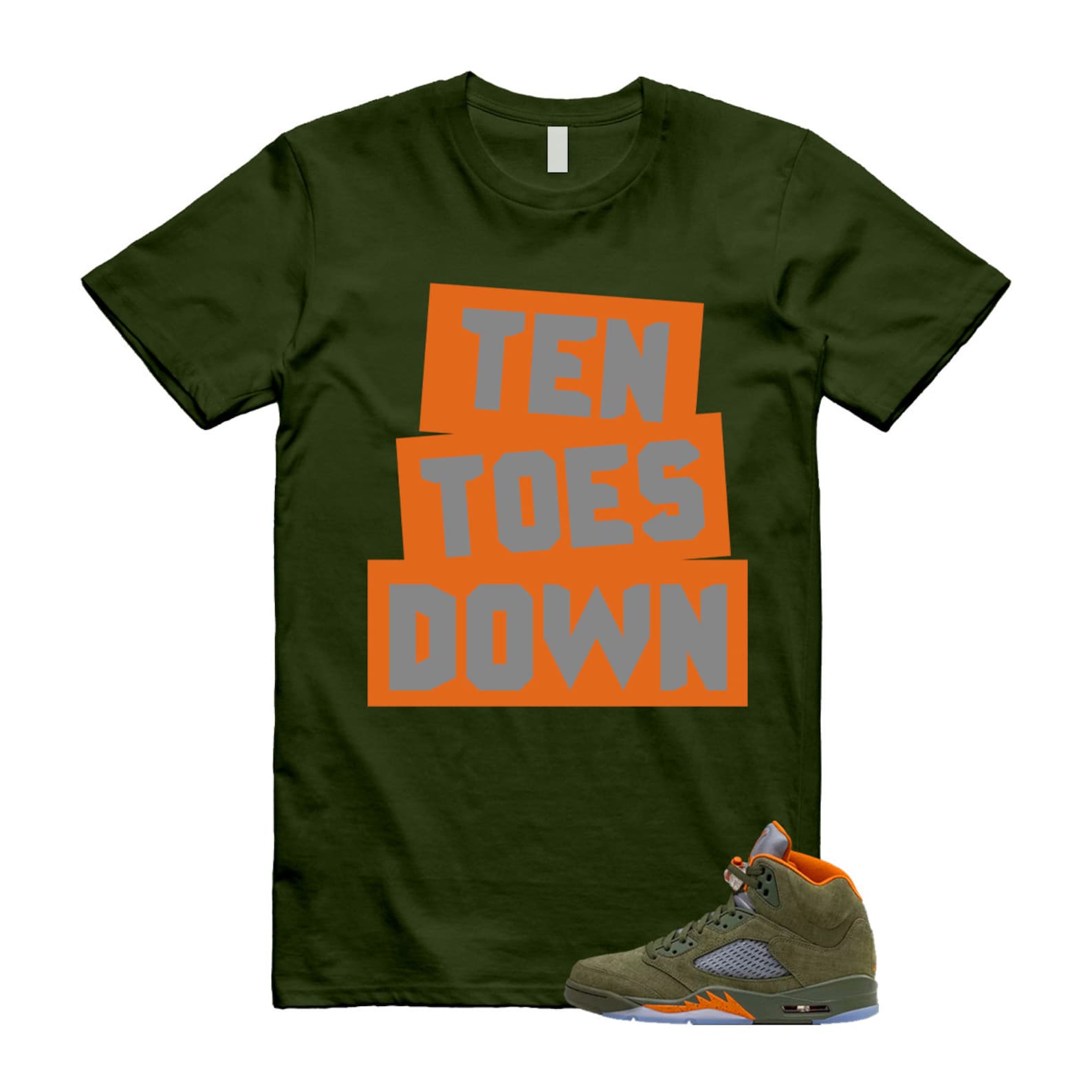 5 Olive Army Solar Orange Black Retro T Shirt Match TTD T-Shirt, Sneaker Match Tee