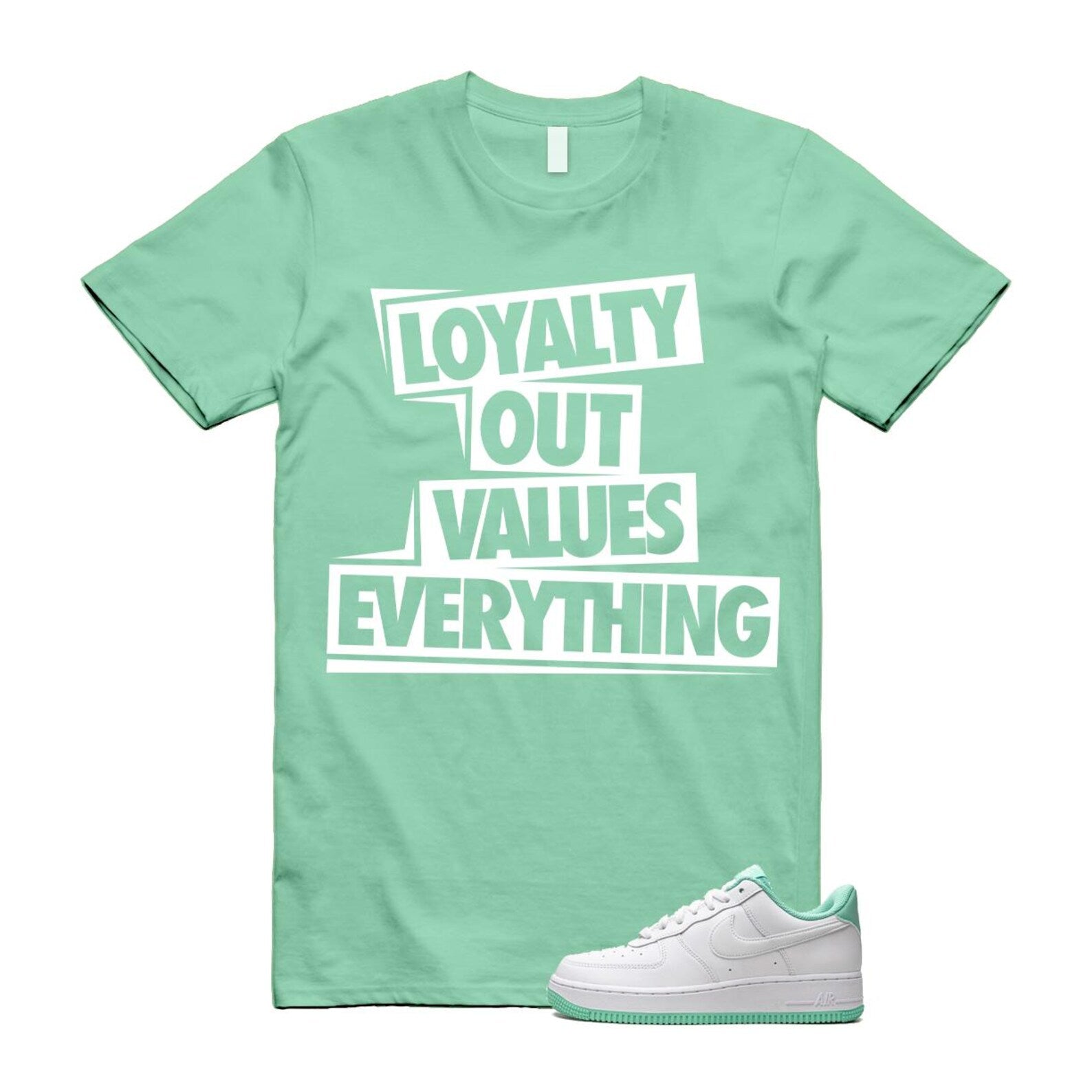 Air Force 1 Mint Foam Green Low White T Shirt Match LOVE T-Shirt, Sneaker Match Tee