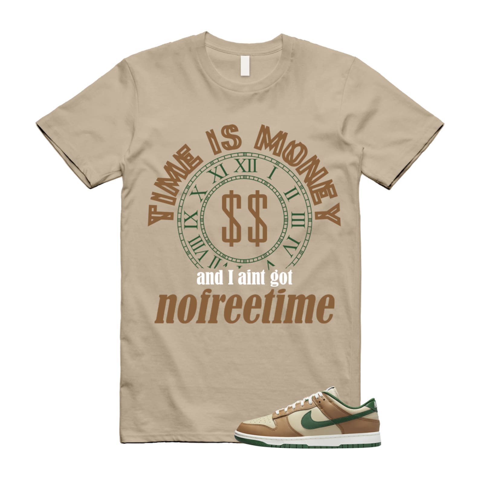 Dunk Tan Retro Rattan Gorge Green Sail Dark Driftwood Low T Shirt Match FREE TIME T-Shirt, Sneaker Match Tee