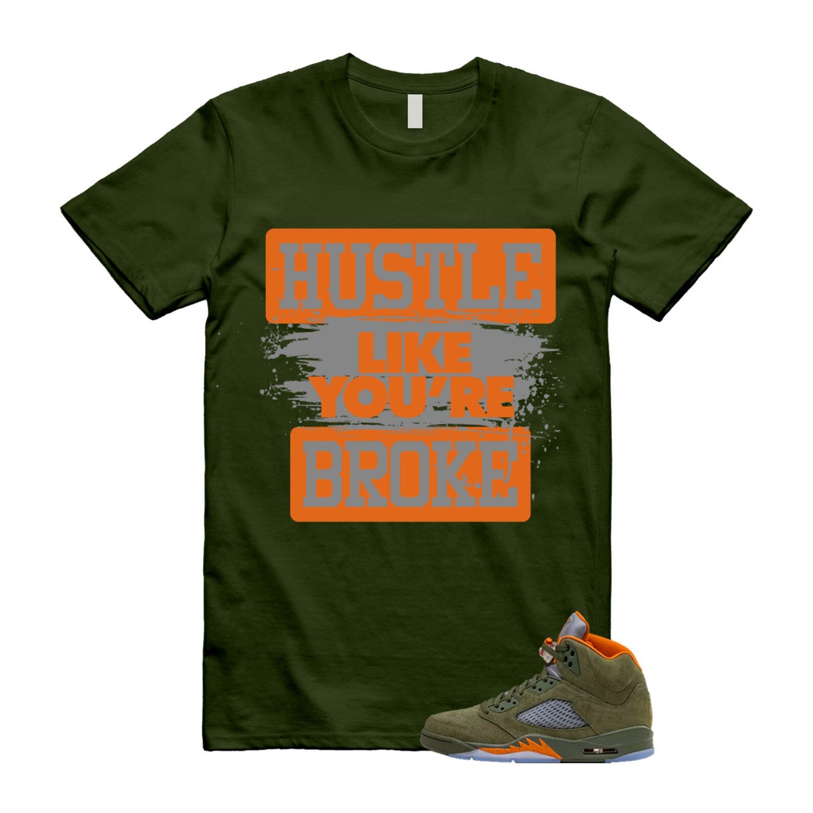 5 Olive Army Solar Orange Black Retro T Shirt Match HLYB T-Shirt, Sneaker Match Tee