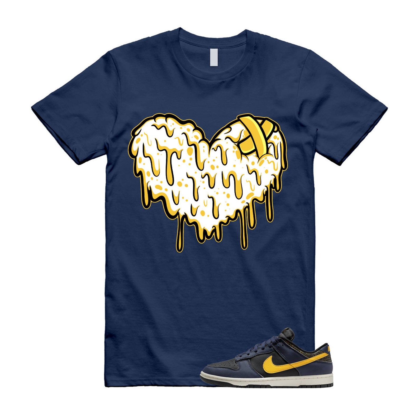 Dunk Vintage Michigan Midnight Navy Sail Black Tour Yellow Low T Shirt Match DRHRT T-Shirt, Sneaker Match Tee