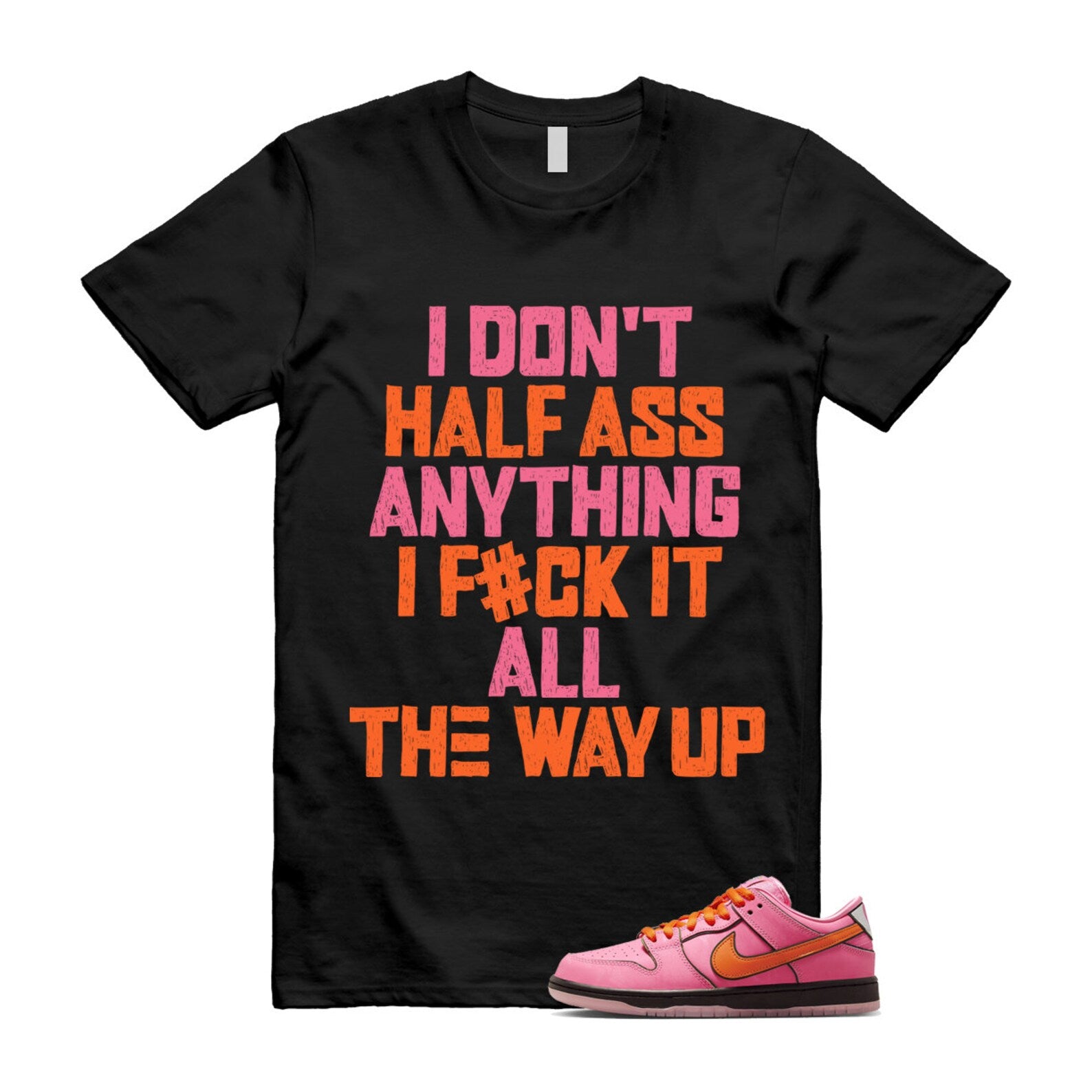 Dunk Blossom The Power Girls Lotus Pink Digital Medium Soft Black T Shirt Match HALF ,FD2631-600 T-Shirt, Sneaker Match Tee