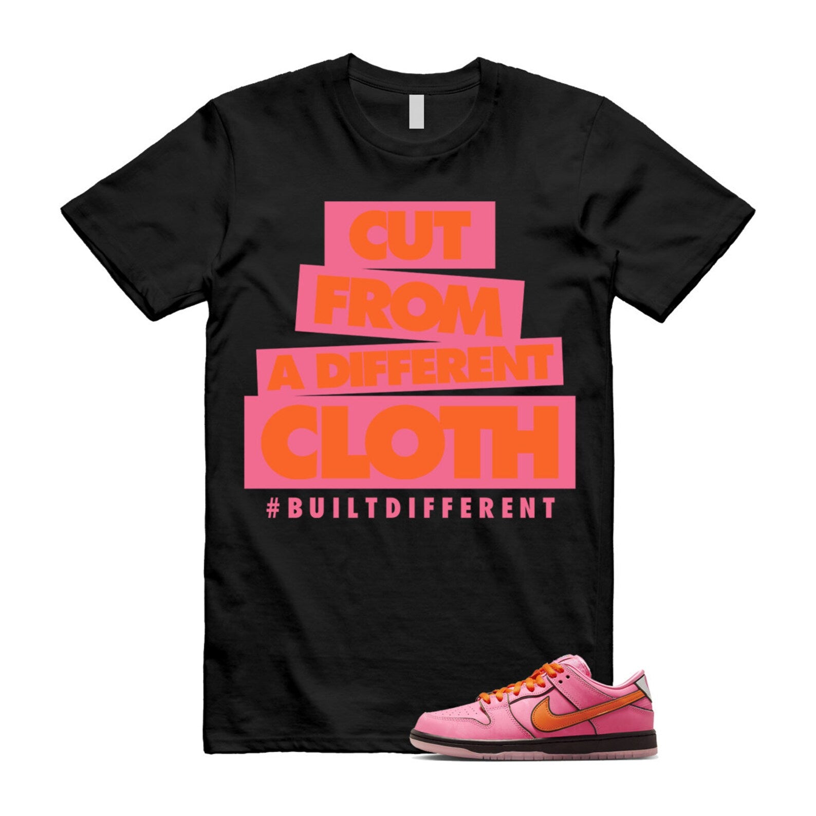 Dunk Blossom The Power Girls Lotus Pink Digital Medium Soft Black T Shirt Match CLOTH ,FD2631-600 T-Shirt, Sneaker Match Tee