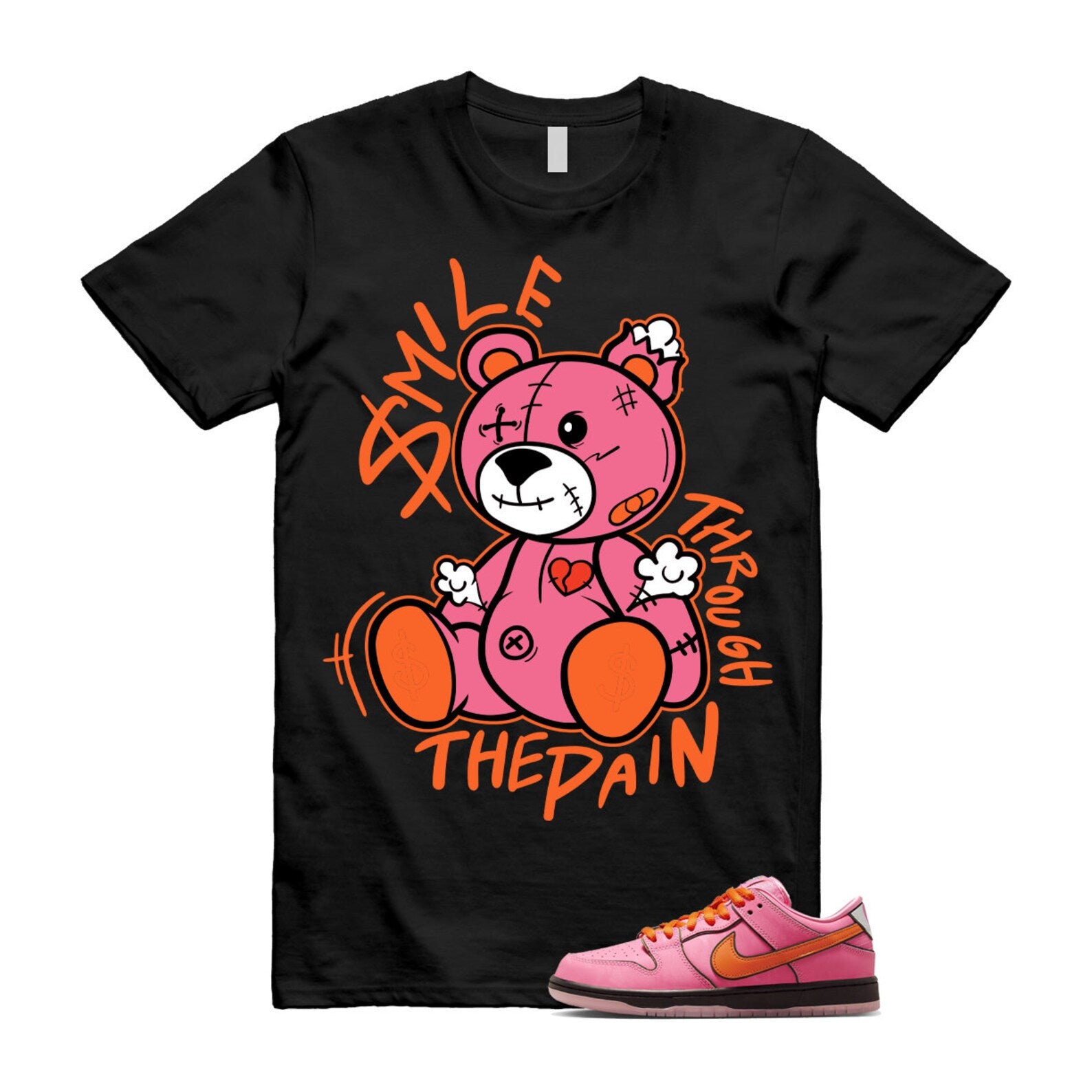 Dunk Blossom The Power Girls Lotus Pink Digital Medium Soft Black T Shirt Match Smile Through The Pain ,FD2631-600 T-Shirt, Sneaker Match Tee