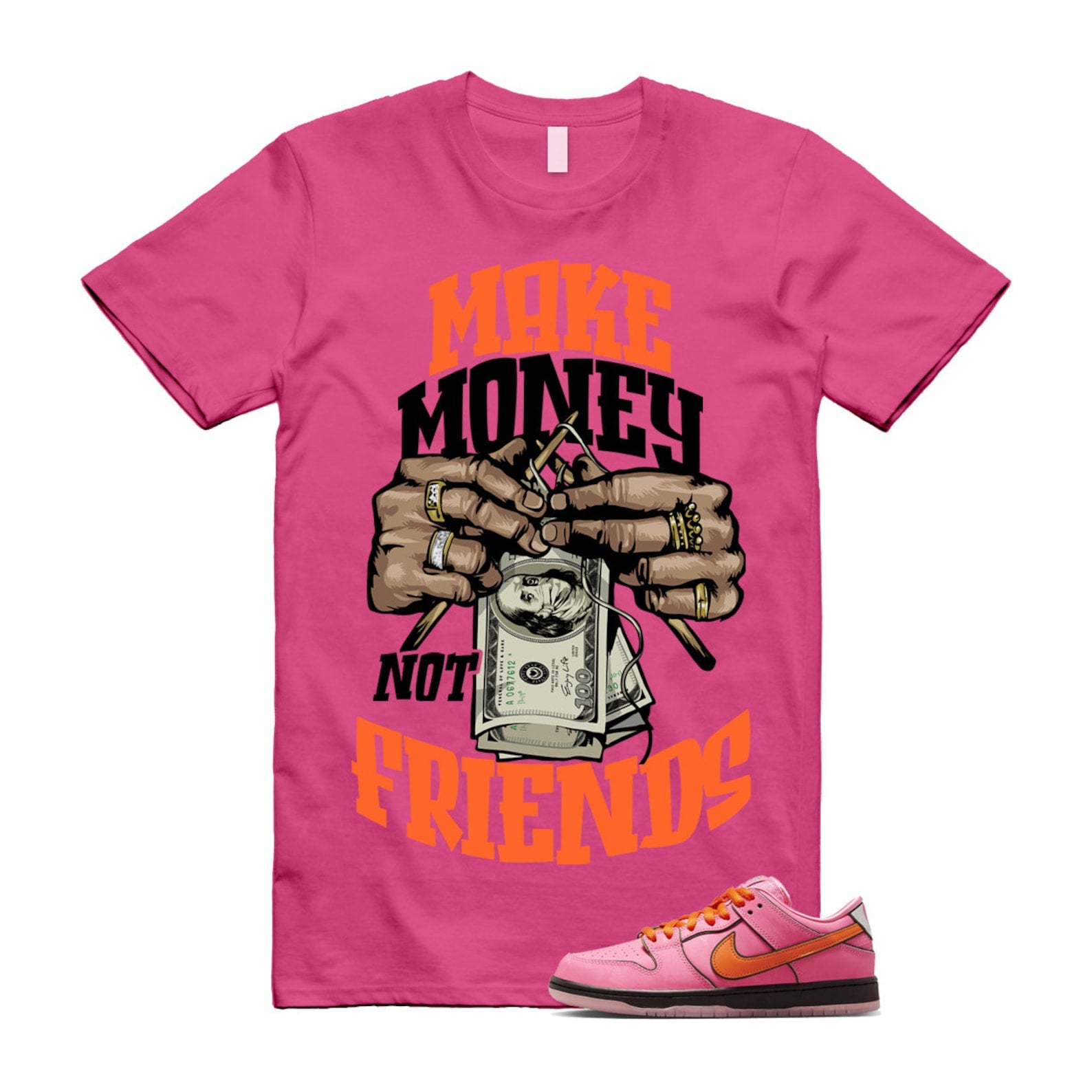 Dunk Blossom The Power Girls Lotus Pink Digital Medium Soft Black T Shirt Match MM ,FD2631-600 T-Shirt, Sneaker Match Tee