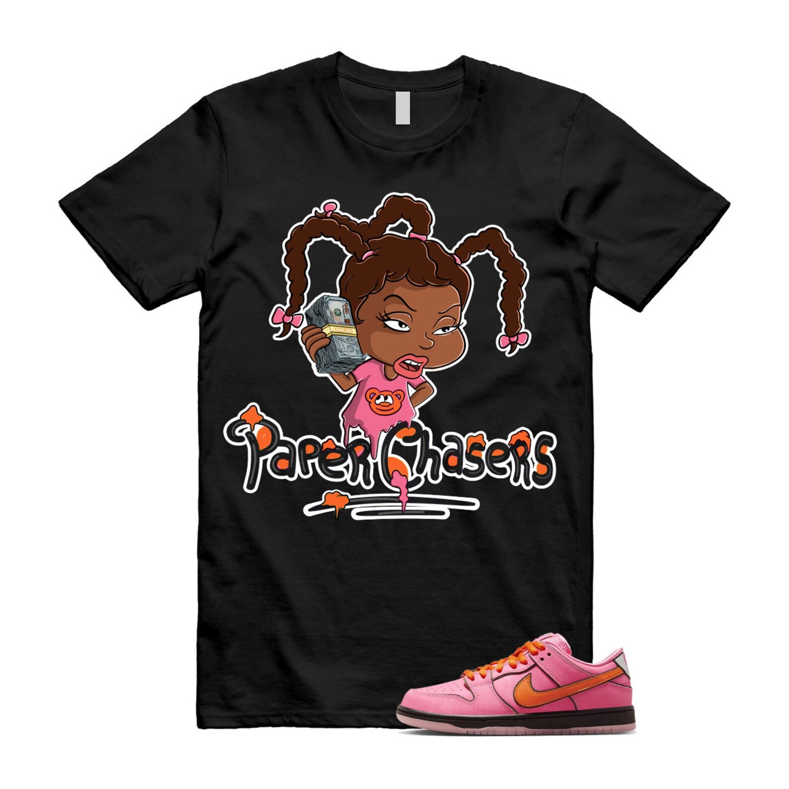 Dunk Blossom The Power Girls Lotus Pink Digital Medium Soft Black T Shirt Match PC ,FD2631-600 T-Shirt, Sneaker Match Tee