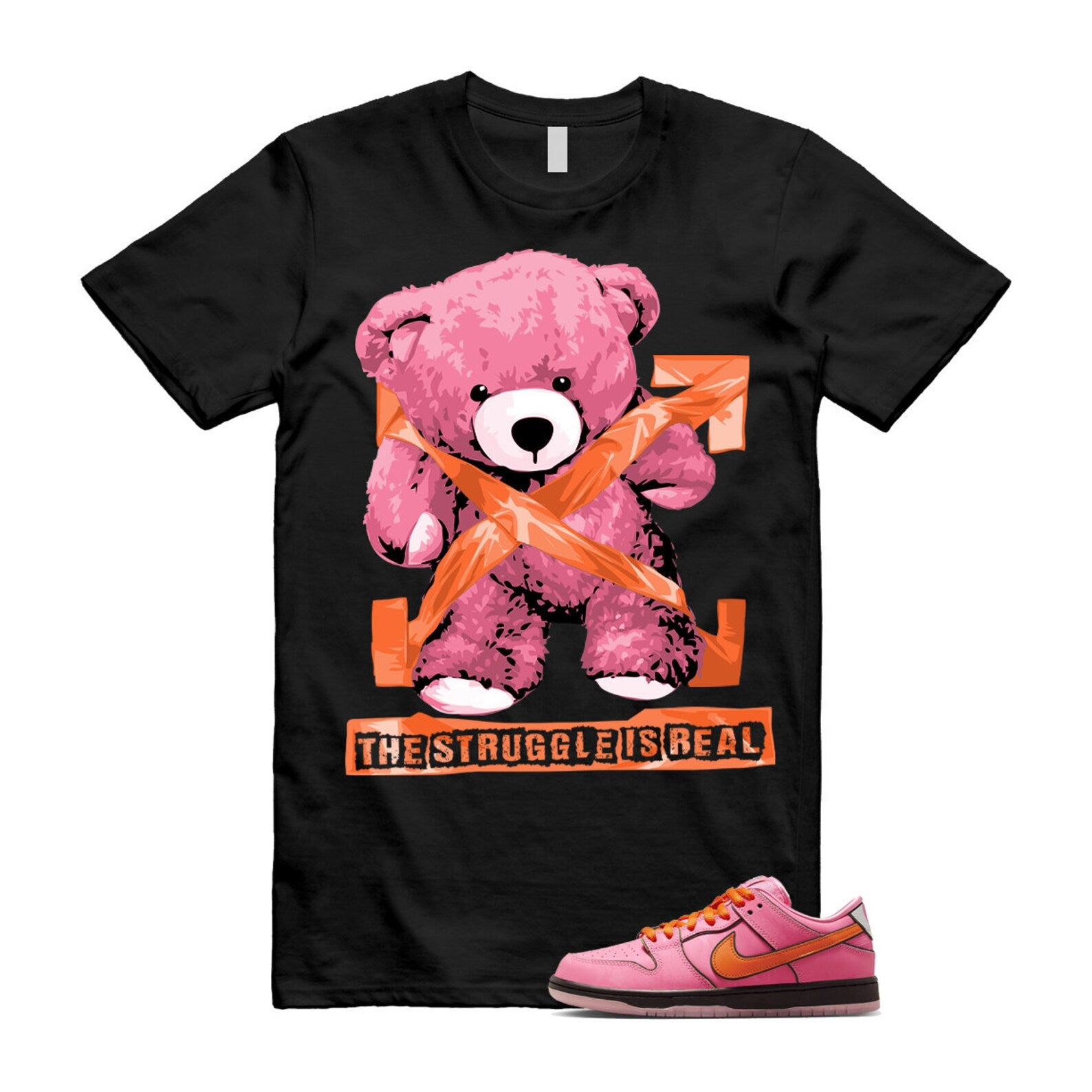 Dunk Blossom The Power Girls Lotus Pink Digital Medium Soft Black T Shirt Match STRUG ,FD2631-600 T-Shirt, Sneaker Match Tee